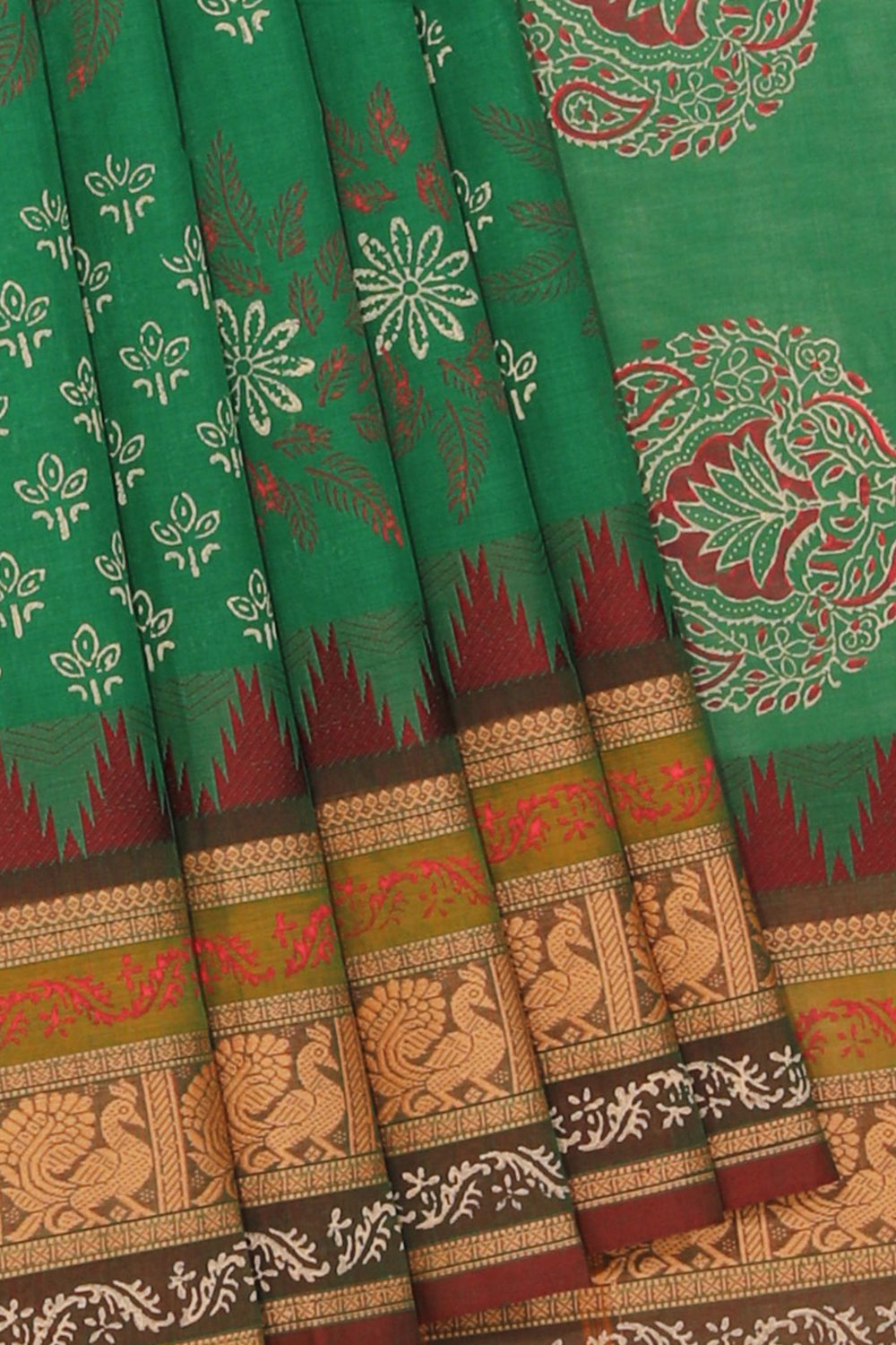 Kalanjali Ethnics Hand block printed cotton saree