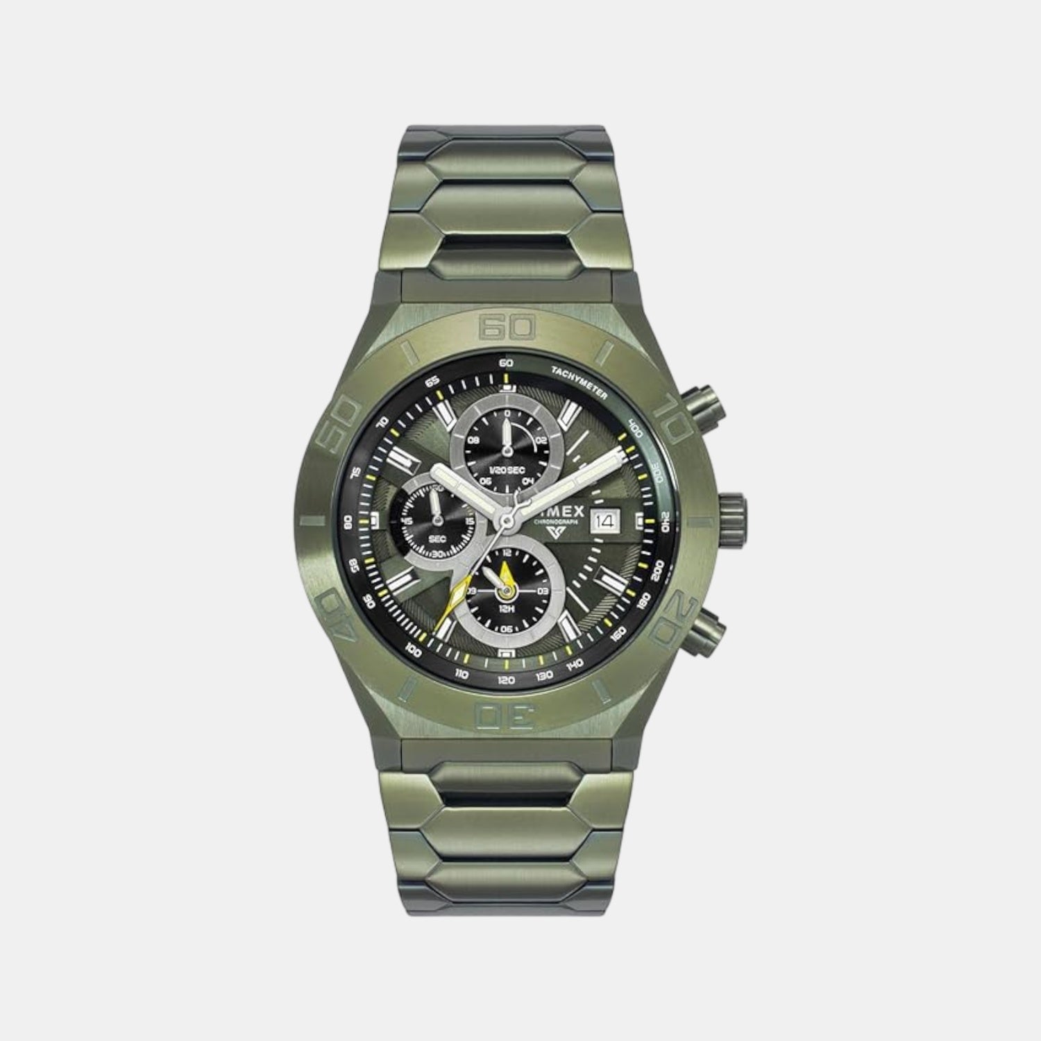 Timex E Class Men Quartz Green Dial Chronograph Stainless Steel Watch TWEG24903