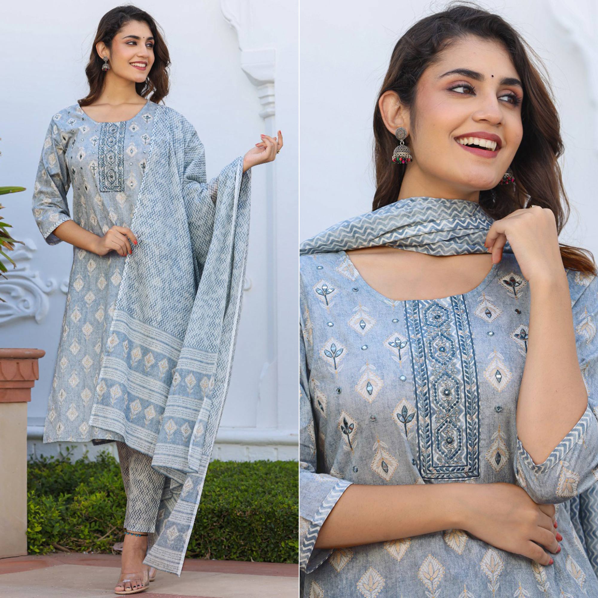 Grey suits – BlackTree grey-jaipuri-printed-pure-cotton-suit