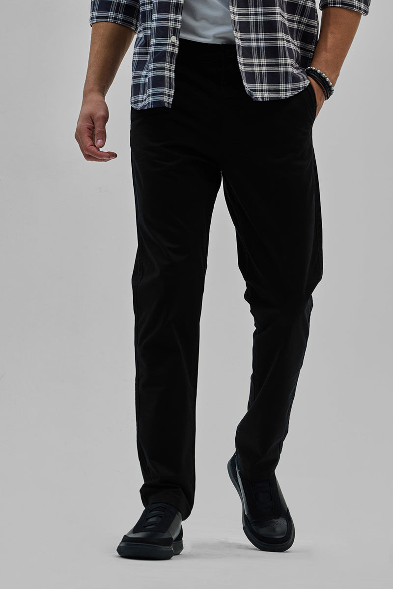 SNITCH Black Slim Fit Trousers