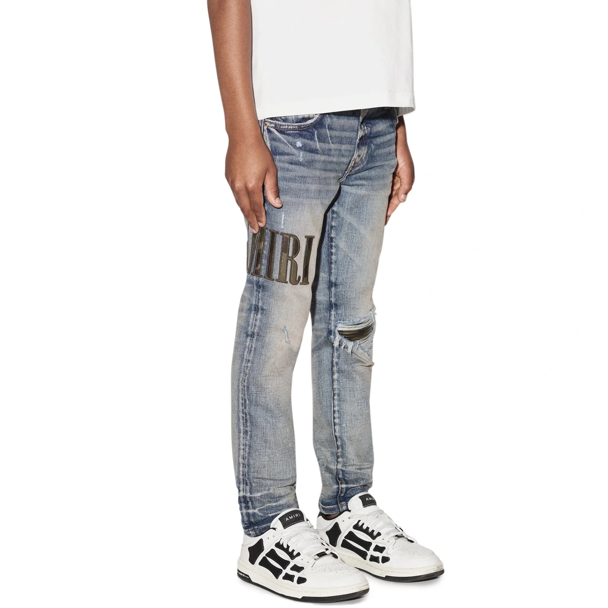 Amiri Kids Camo Applique Clay Indigo Denim Jeans - view 2