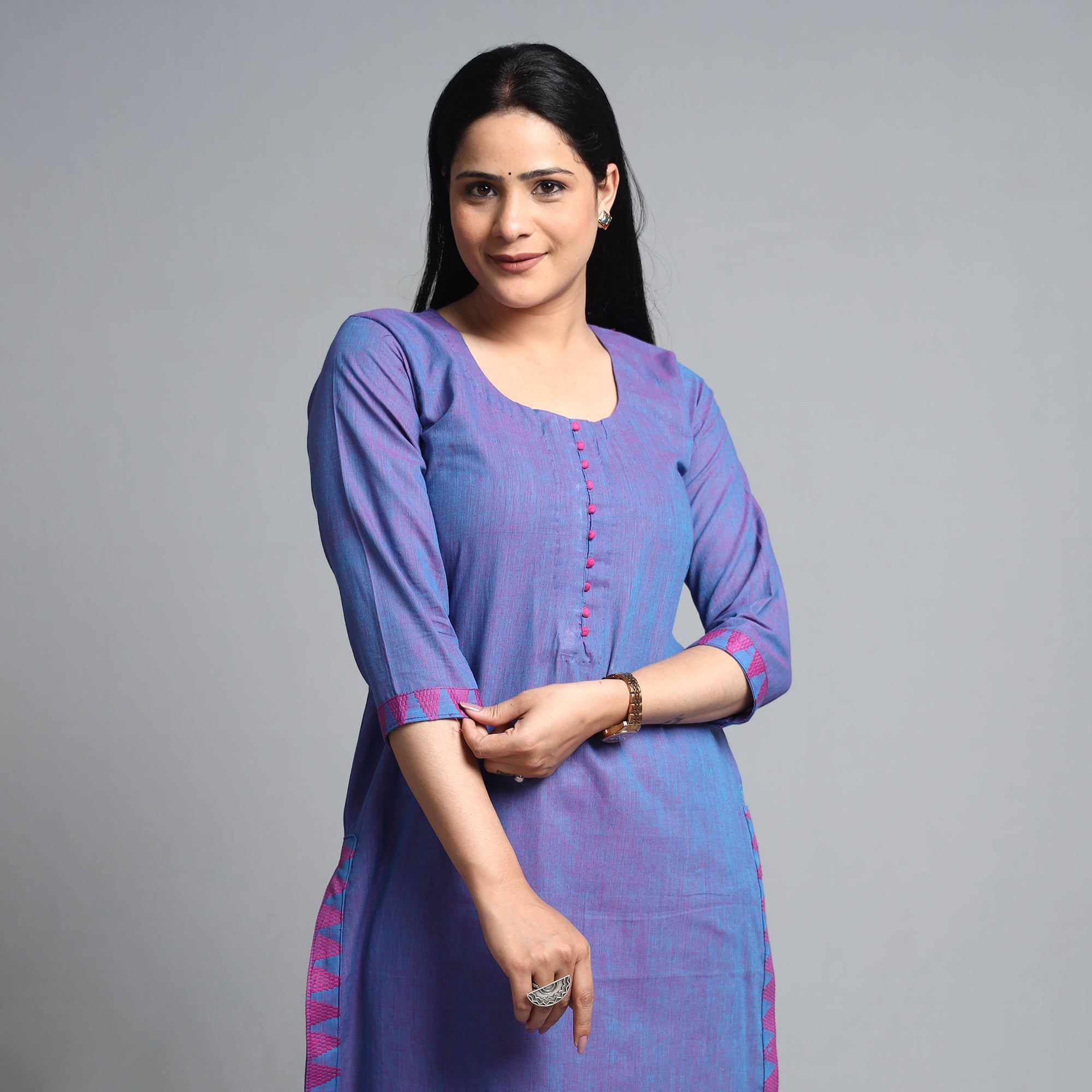 ITOKRI CASUALS Blue - Dharwad Cotton Long Straight Kurta