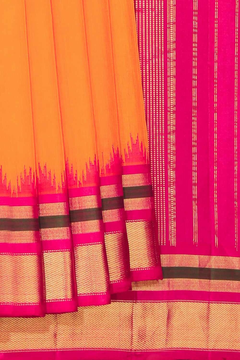 Kalanjali Gadwal Cotton Silk Mustard Saree – Women's