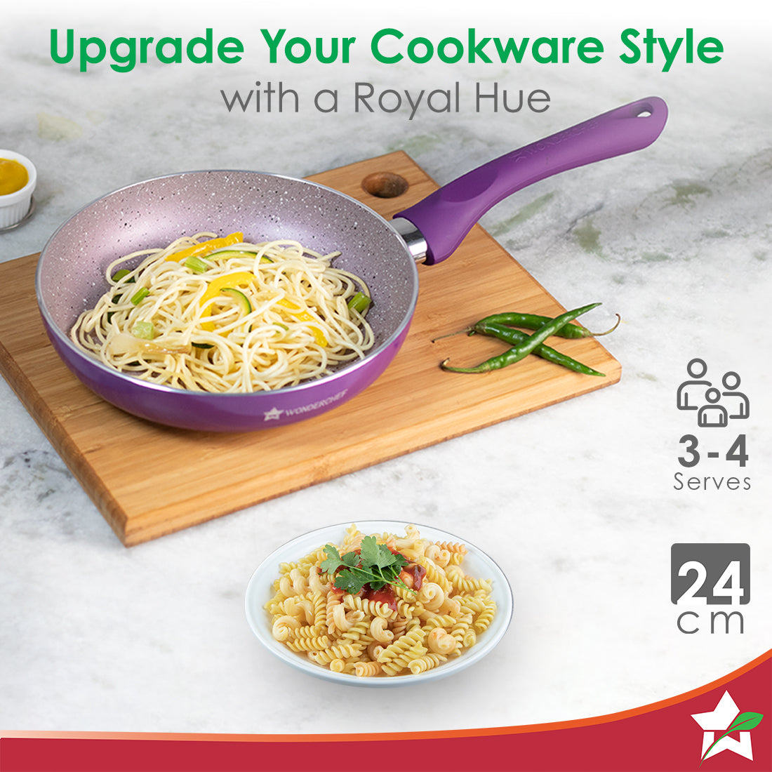Wonderchef Renewed Royal Velvet 24cm Non-Stick Fry Pan | 24cm. - view 5