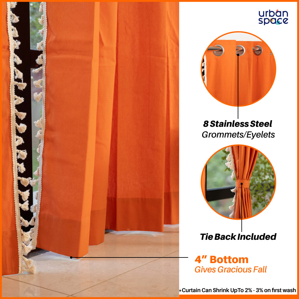 Premium 100 cotton – Urban Space -Home Furnishing Store Premium 100% Cotton Curtain for Window & Curtains for Door - Pack of 1 Curtain, Aura Orange