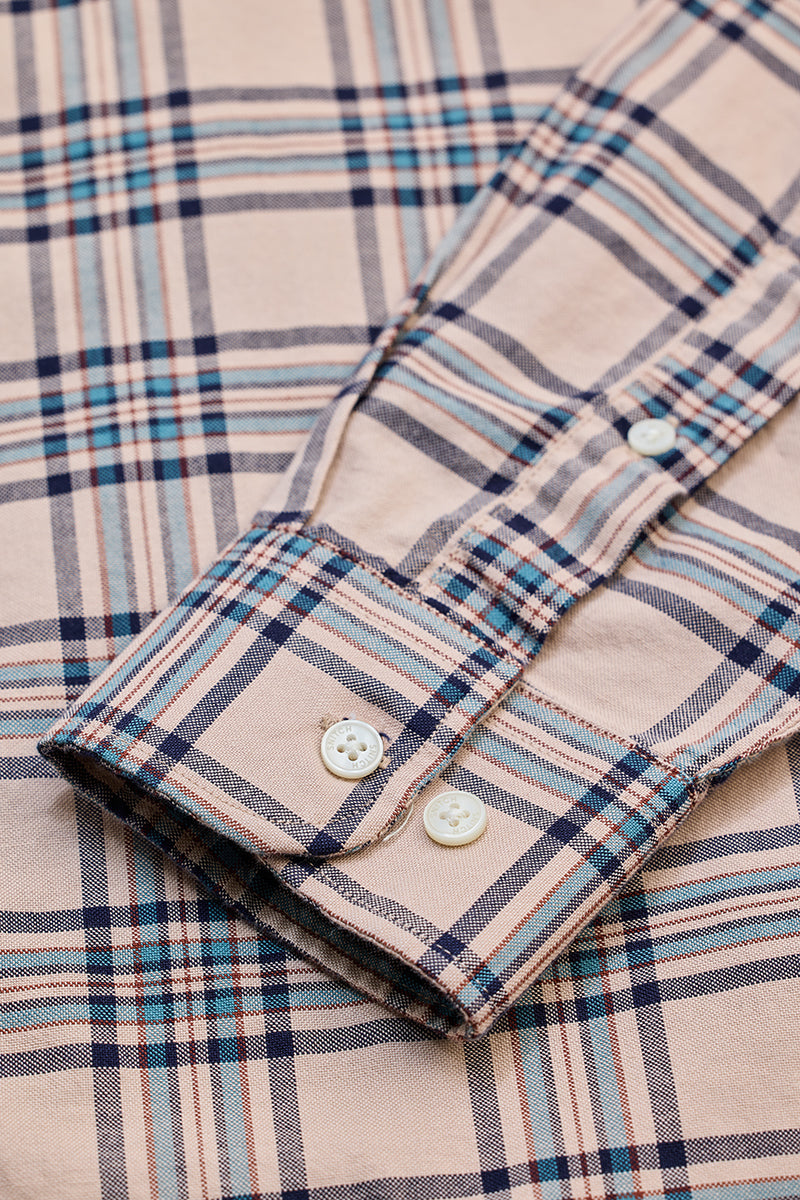 SNITCH Beige Checks Slim Fit Shirt - view 8