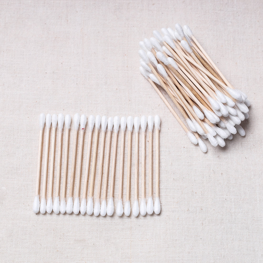 Cotton earbuds set – TORA CREATIONS Bamboo Wood Cotton Earbuds (Set of 50)
