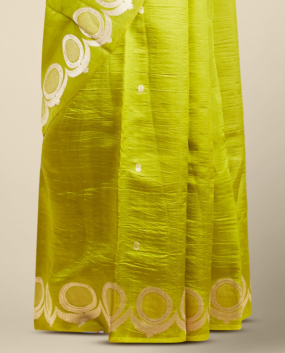 Pothys Green floral buttas banaras silk saree with floral buttas border - view 3