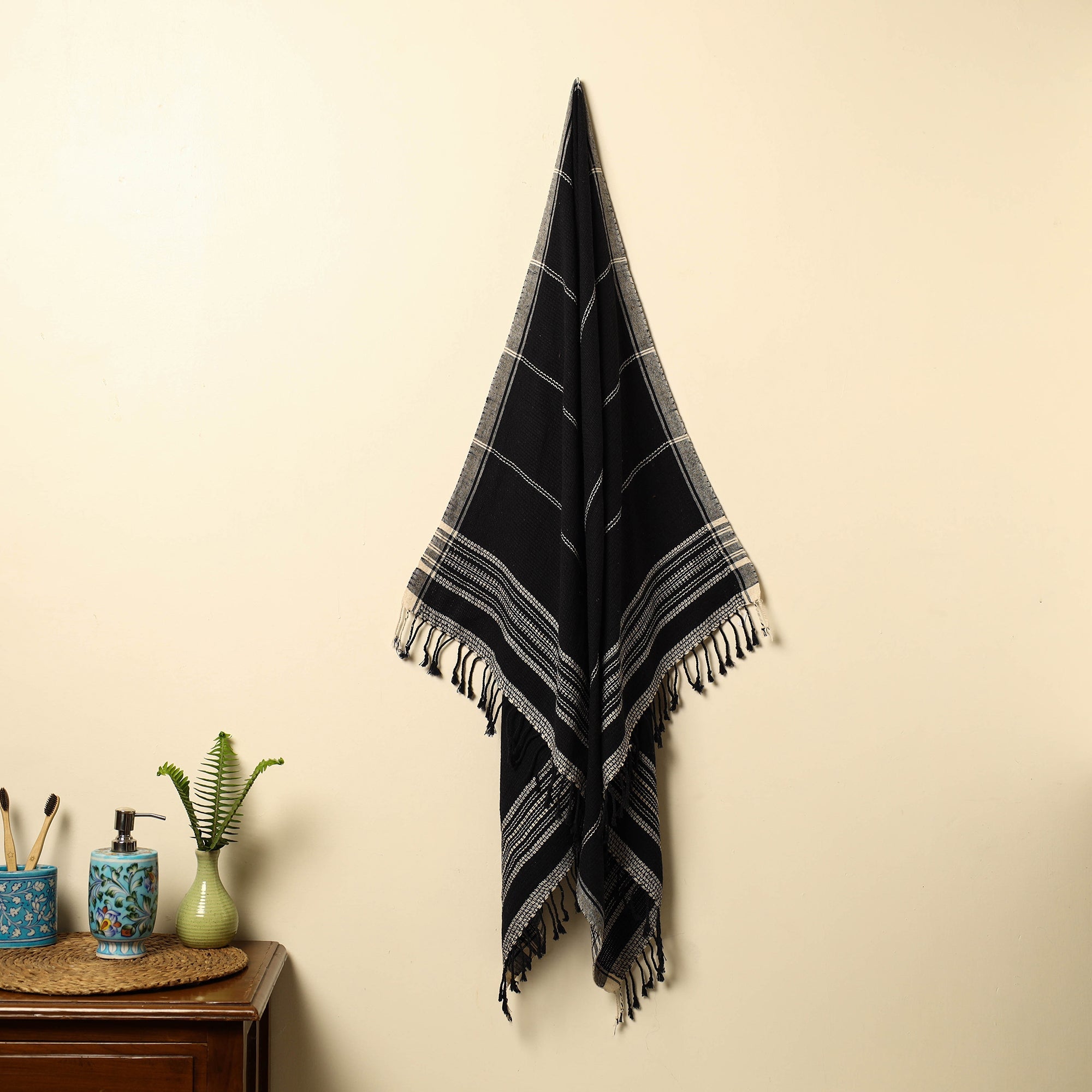 KACHCHH JI CHHAAP Black - Organic Kala Cotton Handloom Towel 02