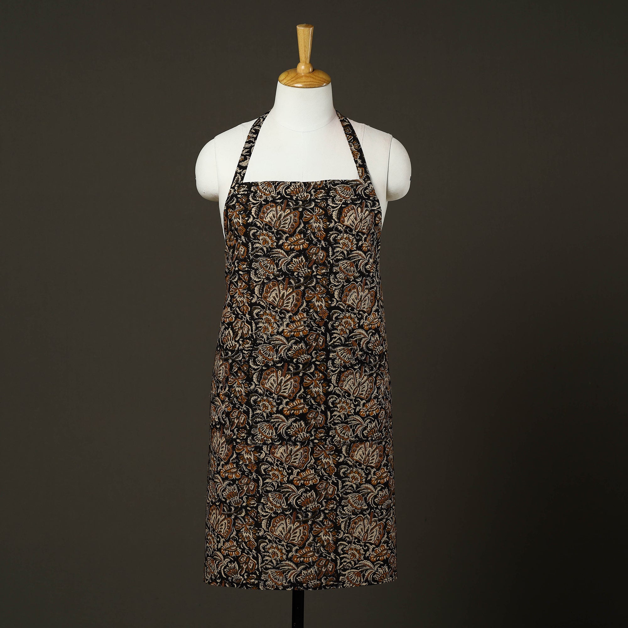 JALPARI Black - Bagru Block Print Cotton Apron with Pocket 25