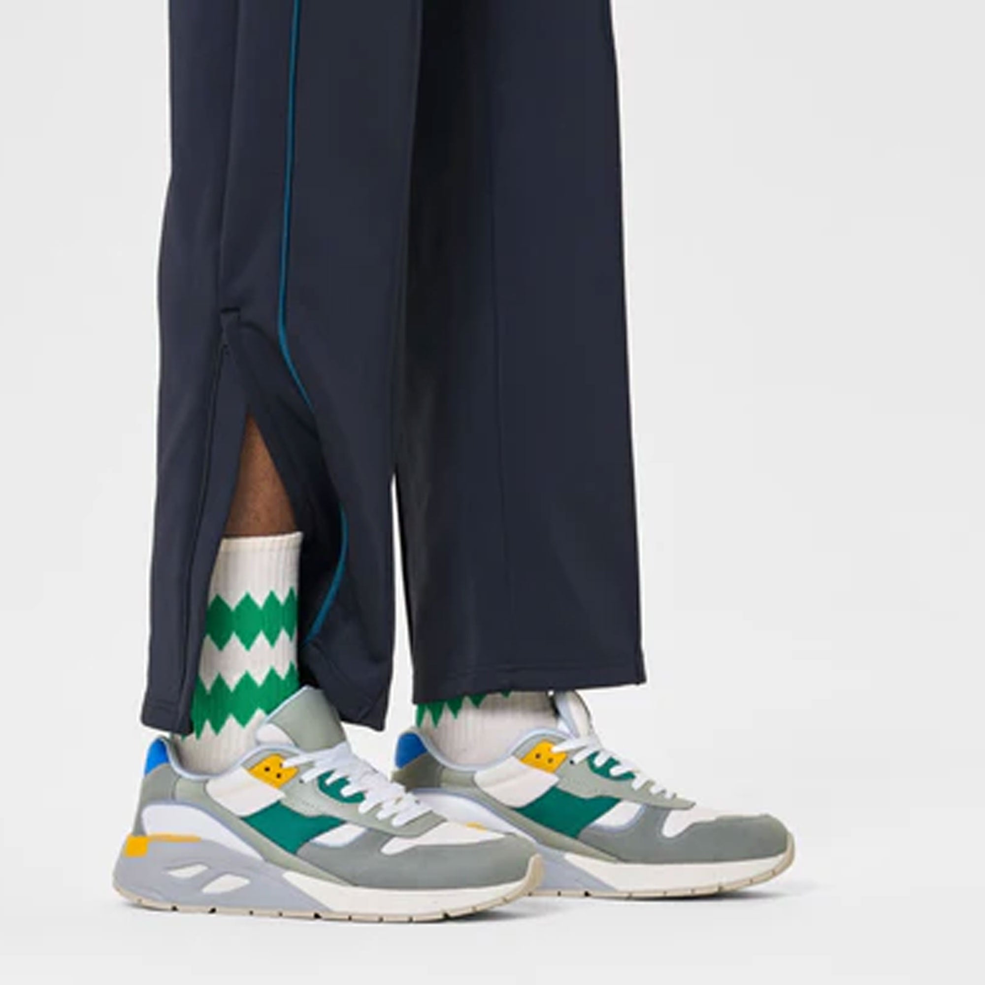 Happy Socks | ZIGZAG 3/4 CREW SOCK { BEIGE/GREEN - view 2
