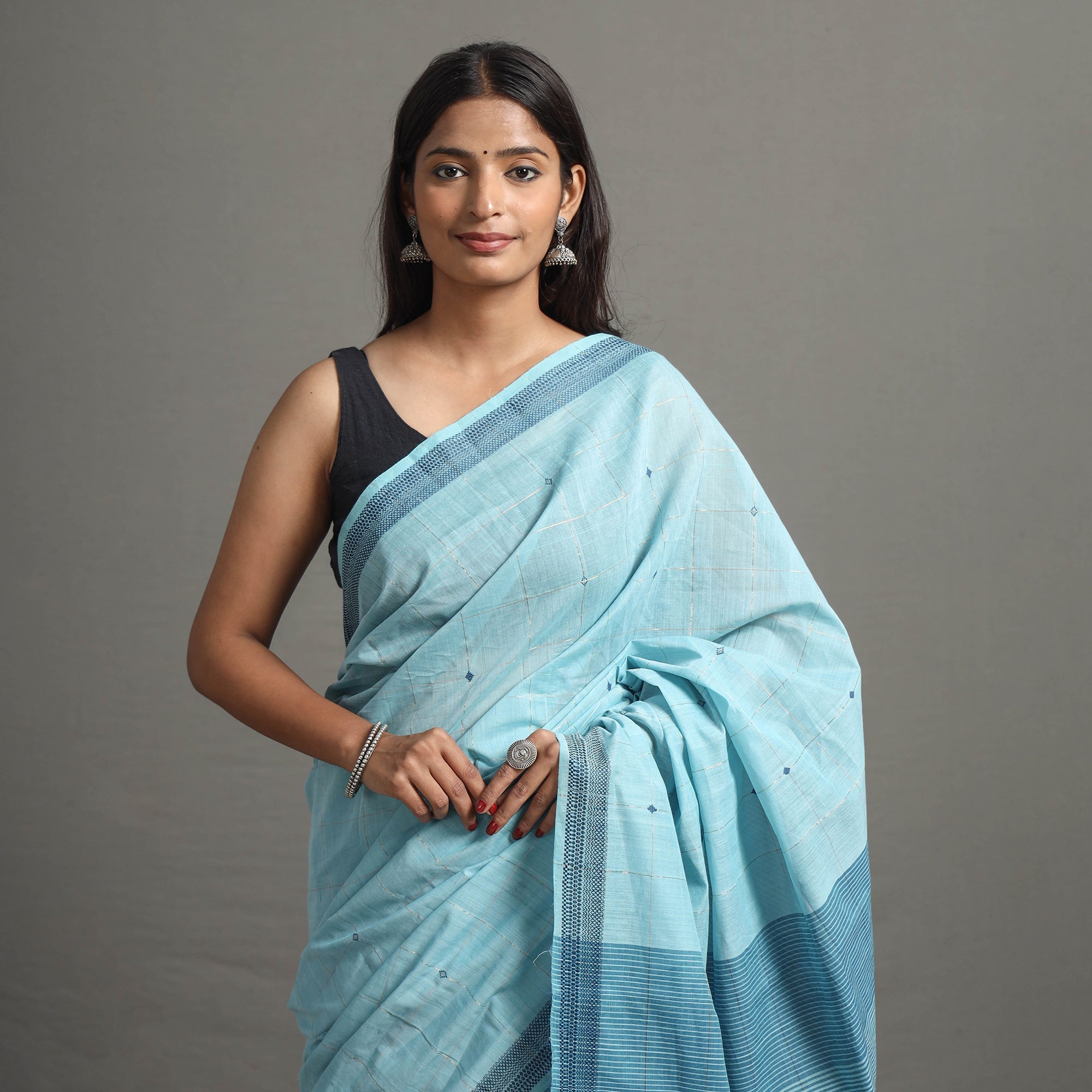 CHITRIKA Buti Cotton Zari Check Handloom Saree 107 - view 3