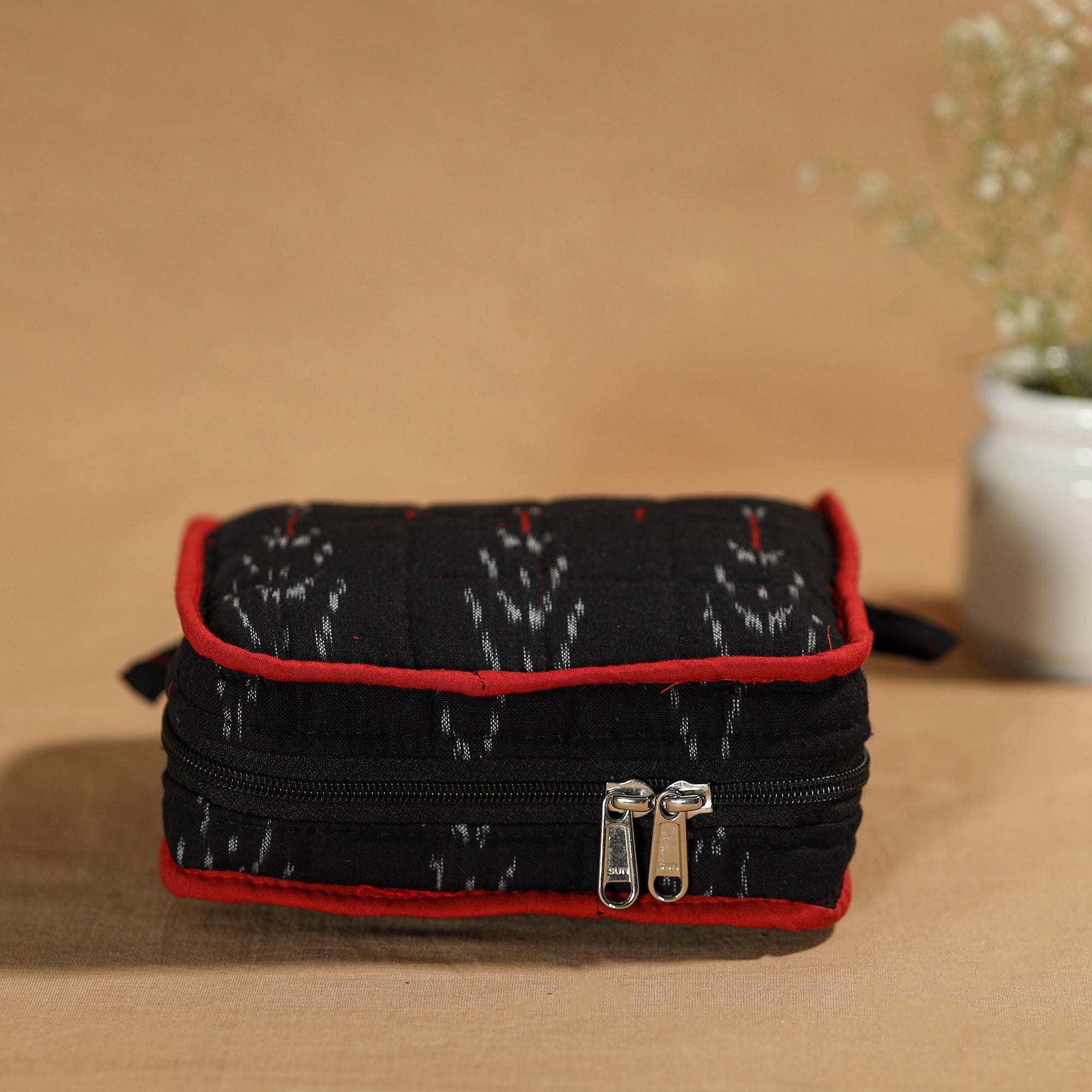 NOORI BAZAR Black - Handmade 4 Pockets Cotton Jewelry Bag 36