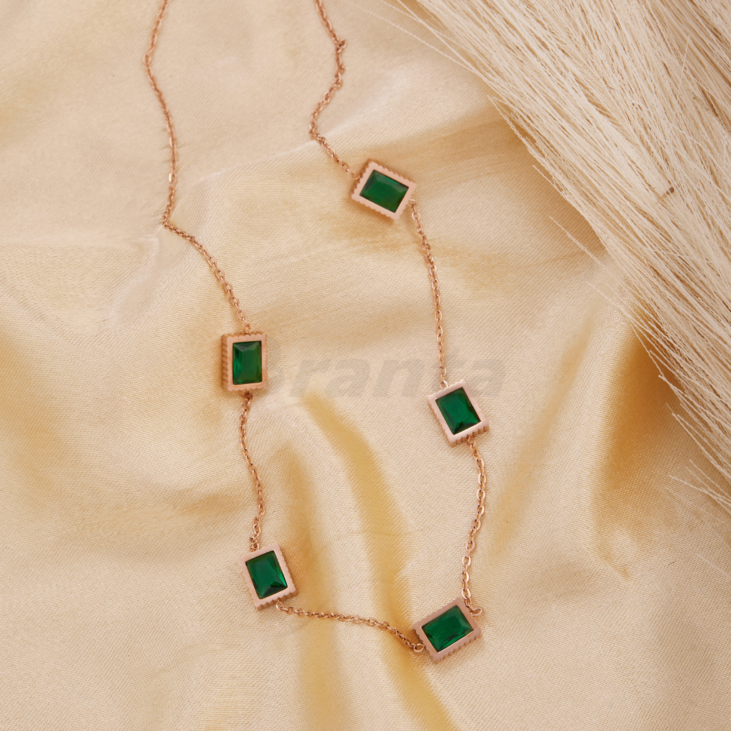 Branta Green Emerald Rose Gold Necklace - view 2