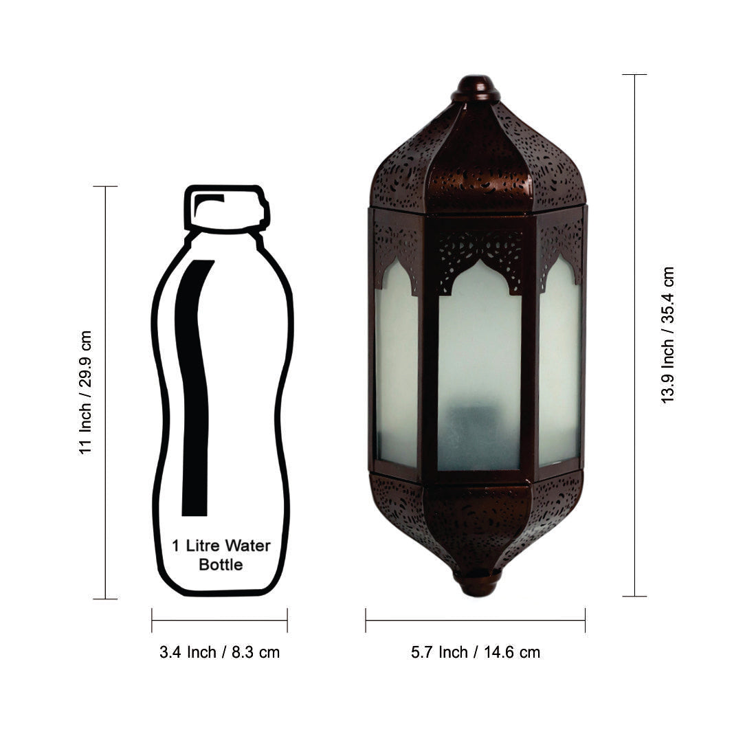 EXCLUSIVELANE 'Haveli Jharokha' Hand-Etched Iron Wall Lamp (14 Inch, Dark Brown) - view 8