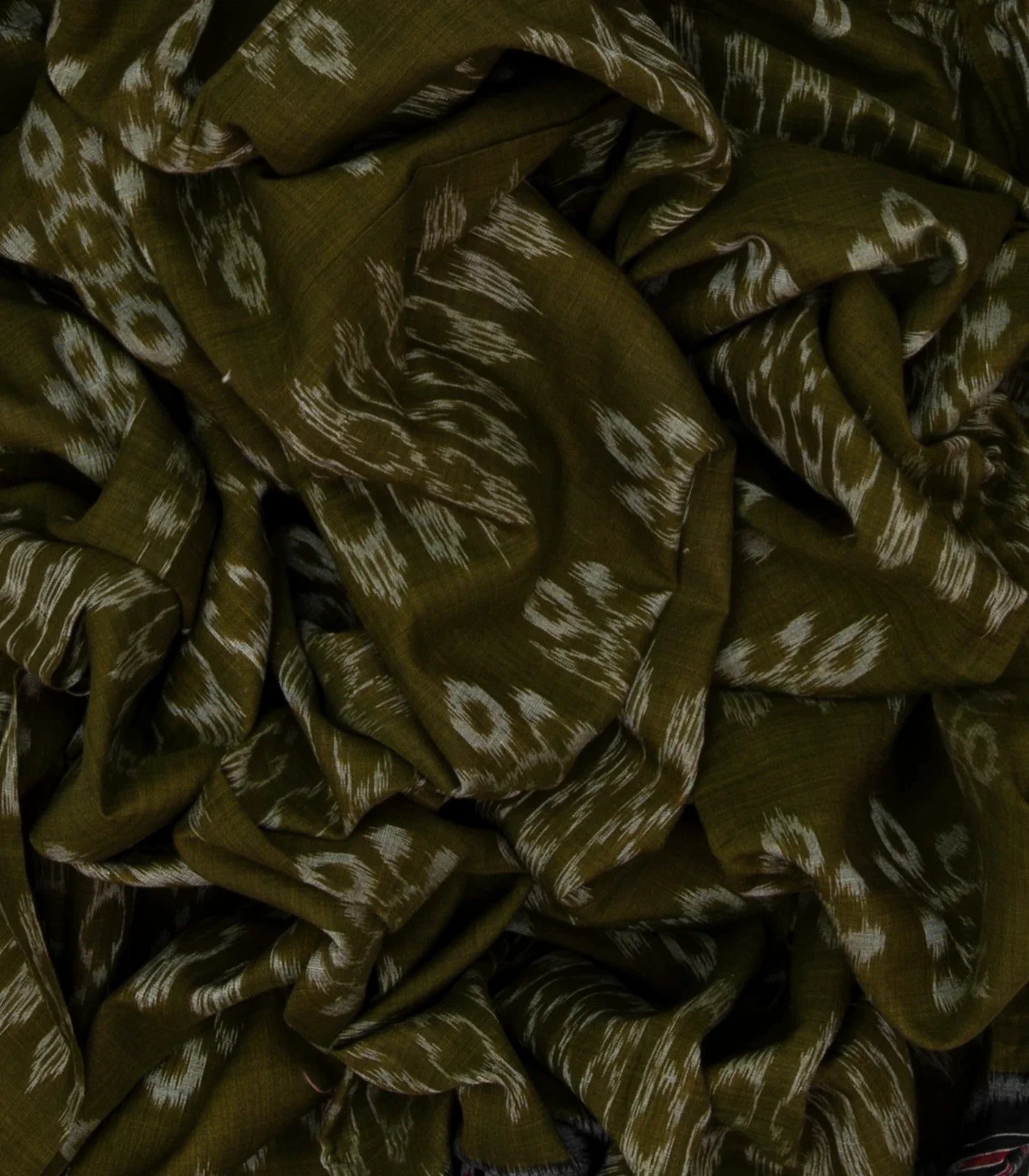 RmKV Dark Olive Handloom Orissa Cotton Saree With Tie & Dye Flower Motifs - view 3