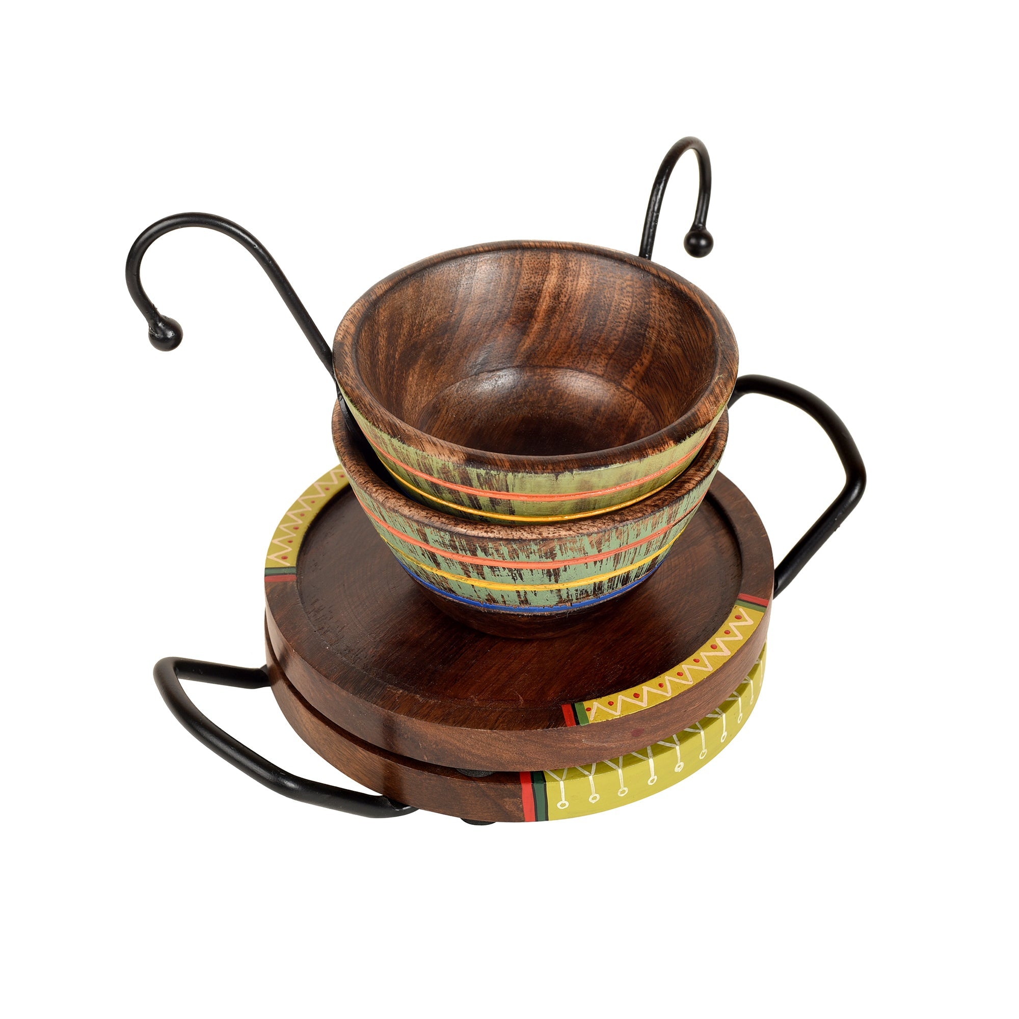 ART CREATIONS BY SUMAN SONTHALIA Brown - Hook-ed Snack Bowls with round Tray-Two Set (large) (7.5x6x4.5/7.5x6x4.5) - view 3
