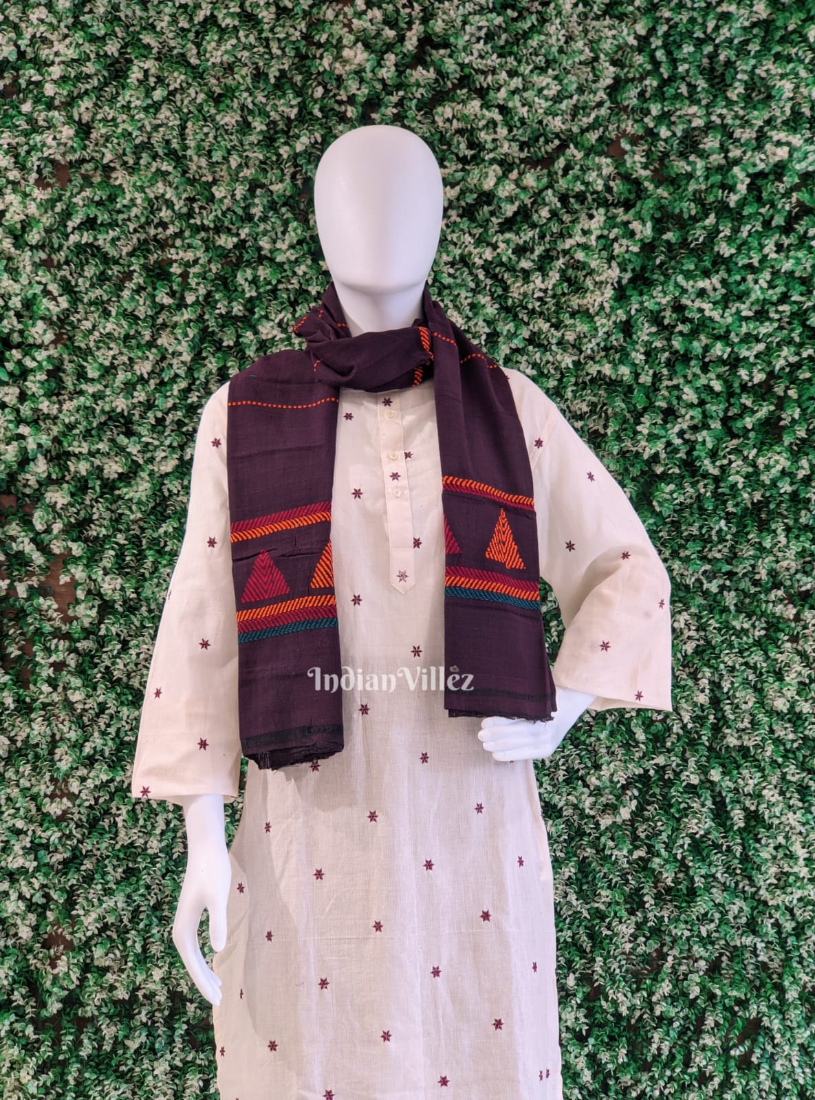 IndianVillèz Walnut Brown Odisha Handloom Dongria Cotton Stole
