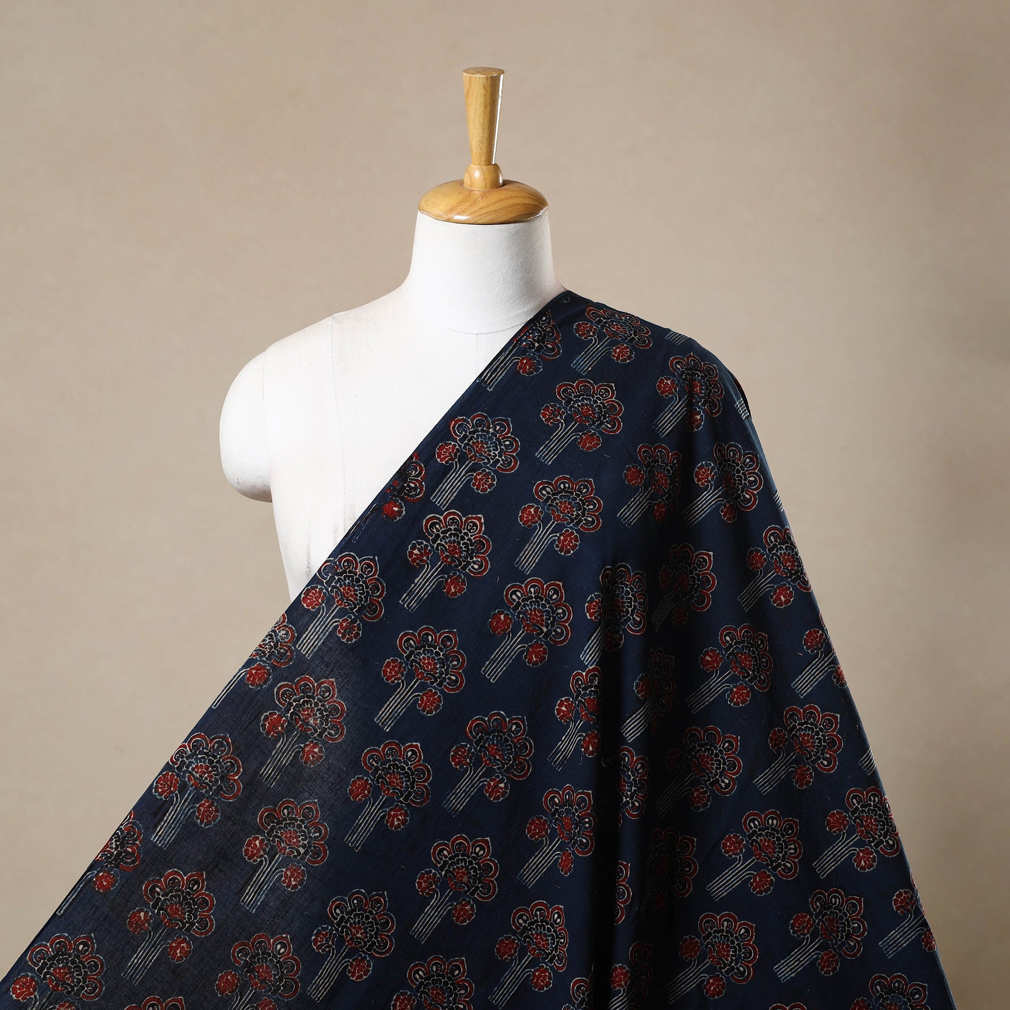 KACHCHH JI CHHAAP Blue - Block Print Cotton Natural Dyed Ajrakh Fabric 28