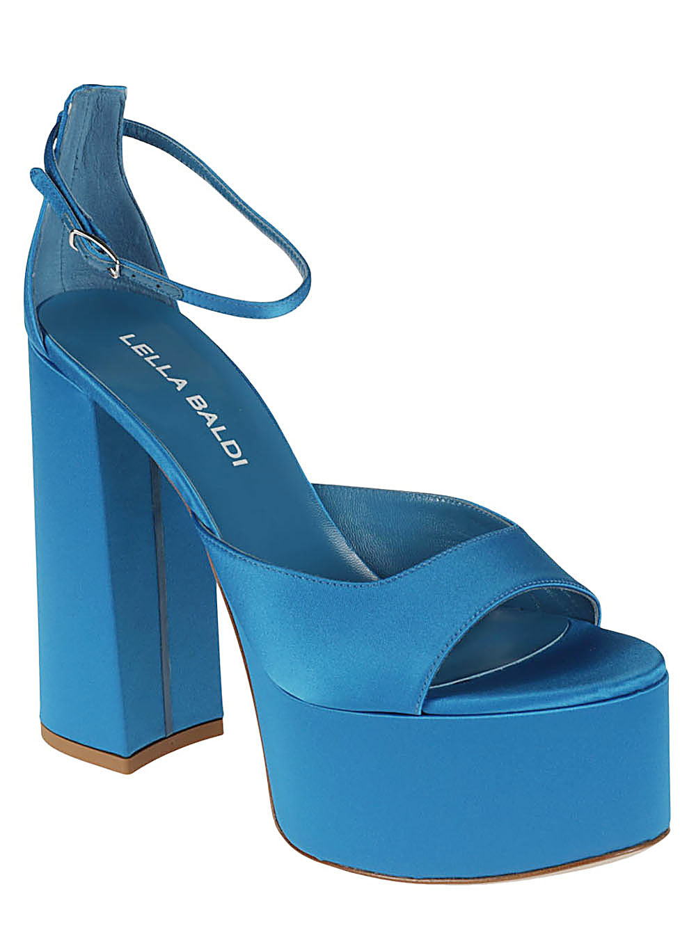 Lella Baldi Blue satin platform sandals - view 2