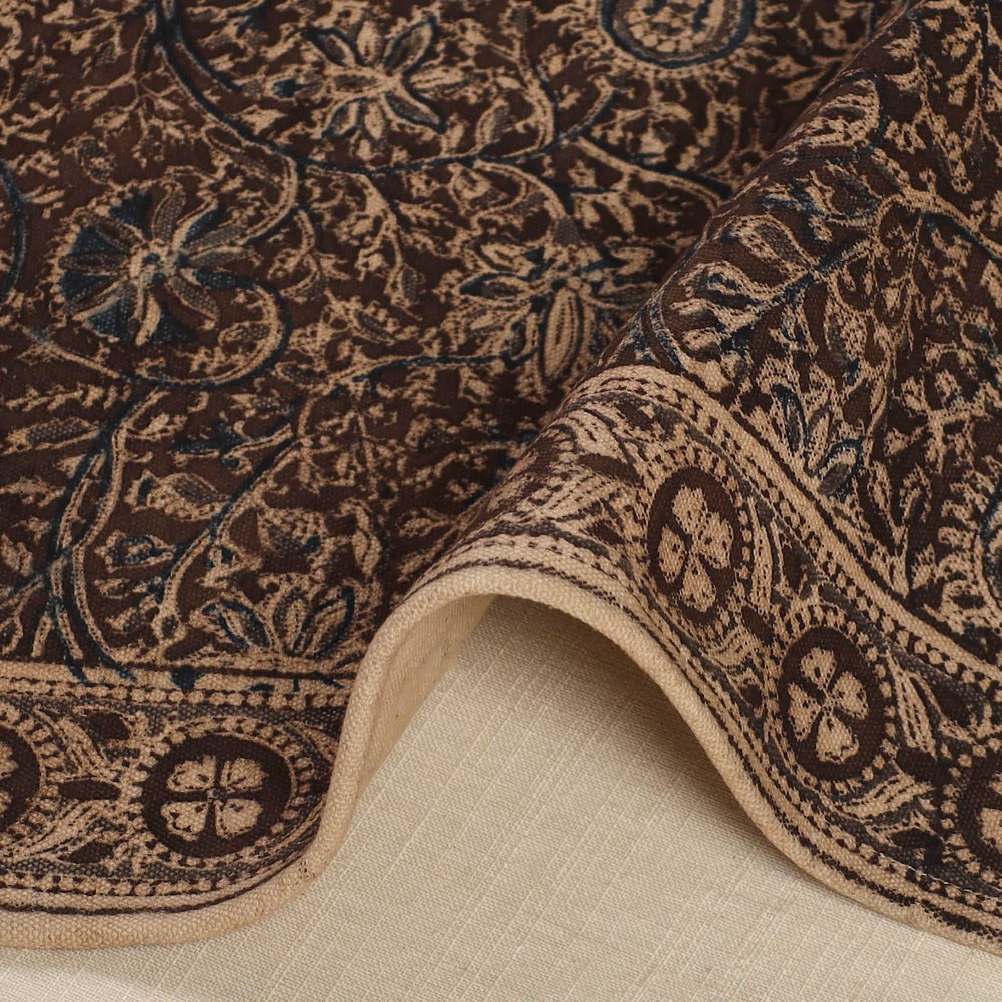 PITCHUKA SRINIVAS KALAMKARI PEDANA Brown - Original Pedana Kalamkari Block Printed Cotton Table Mat (18 x 13 in) 08 - view 3