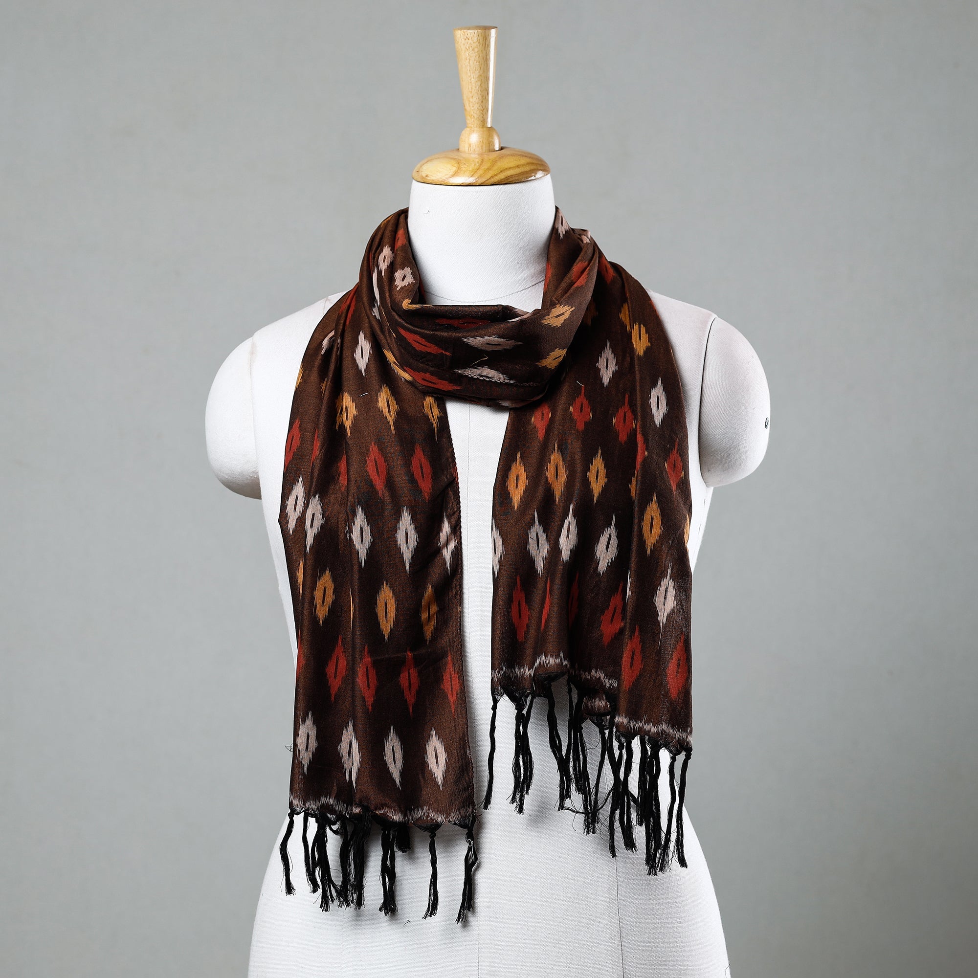SOUTH KARGHA Brown - Handloom Mercerized Cotton Pochampally Ikat Stole
