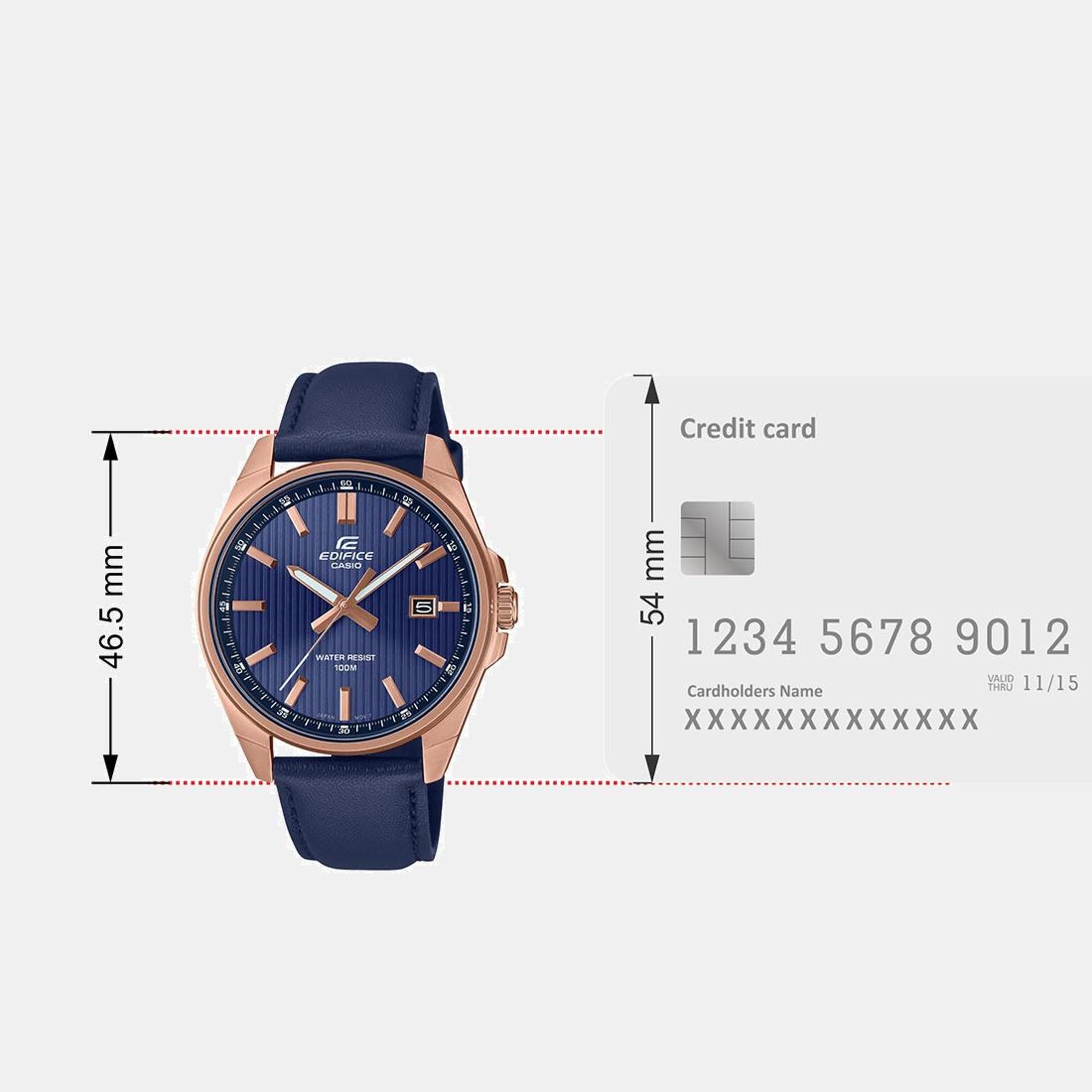Casio Edifice Men Quartz Navy Blue Dial Analog Leather Watch ED617 - view 9