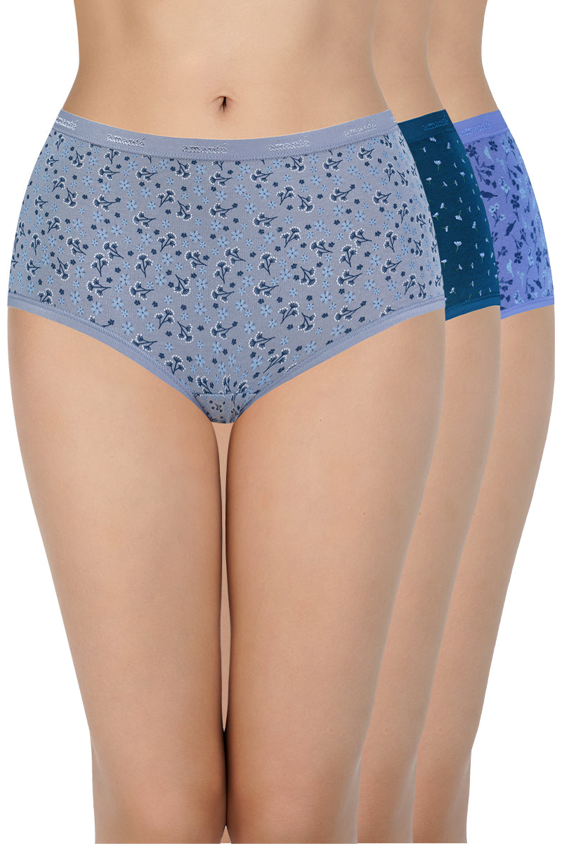 Amante High Rise Print Full Brief Panties (Pack of 3)