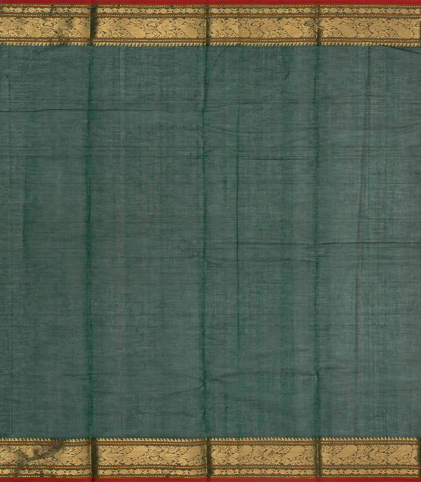 RmKV Dark Green Handloom Kanchi Cotton Saree With Checks - view 4