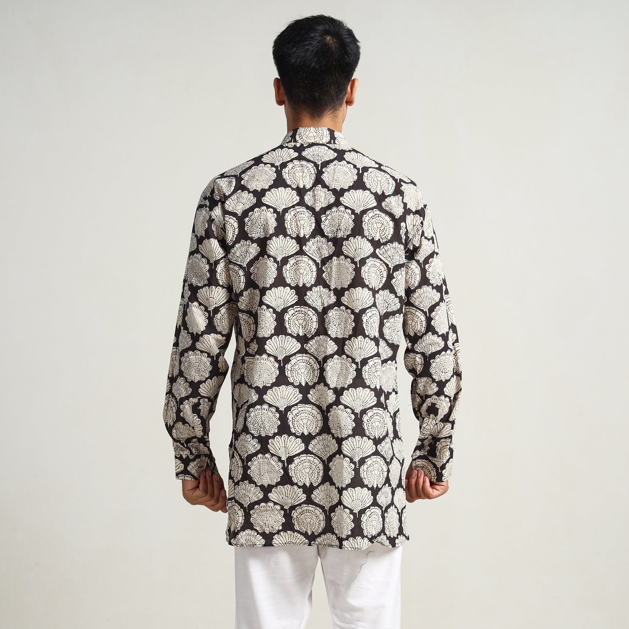 ITOKRI CASUALS Brown - Bagru Block Printed Cotton Men Short Kurta 05 - view 6