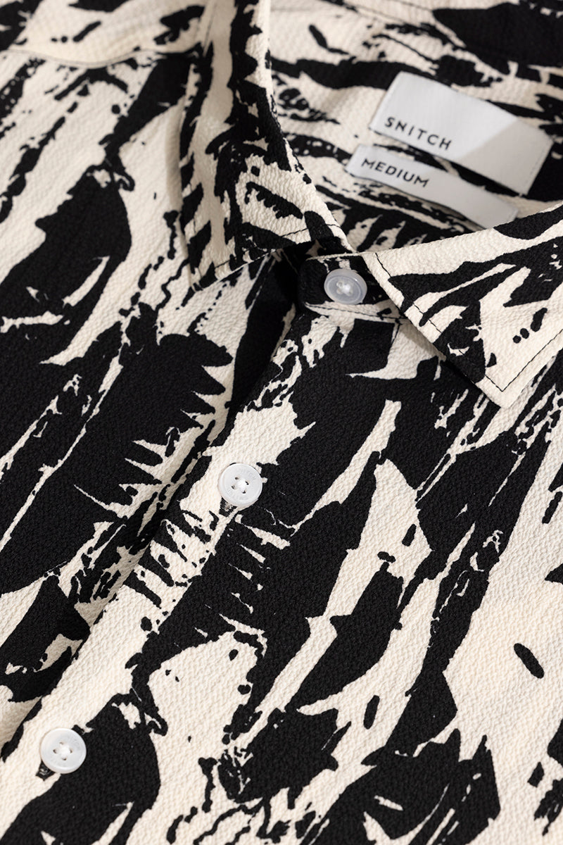 SNITCH Obstract Black Seersucker Shirt - view 2