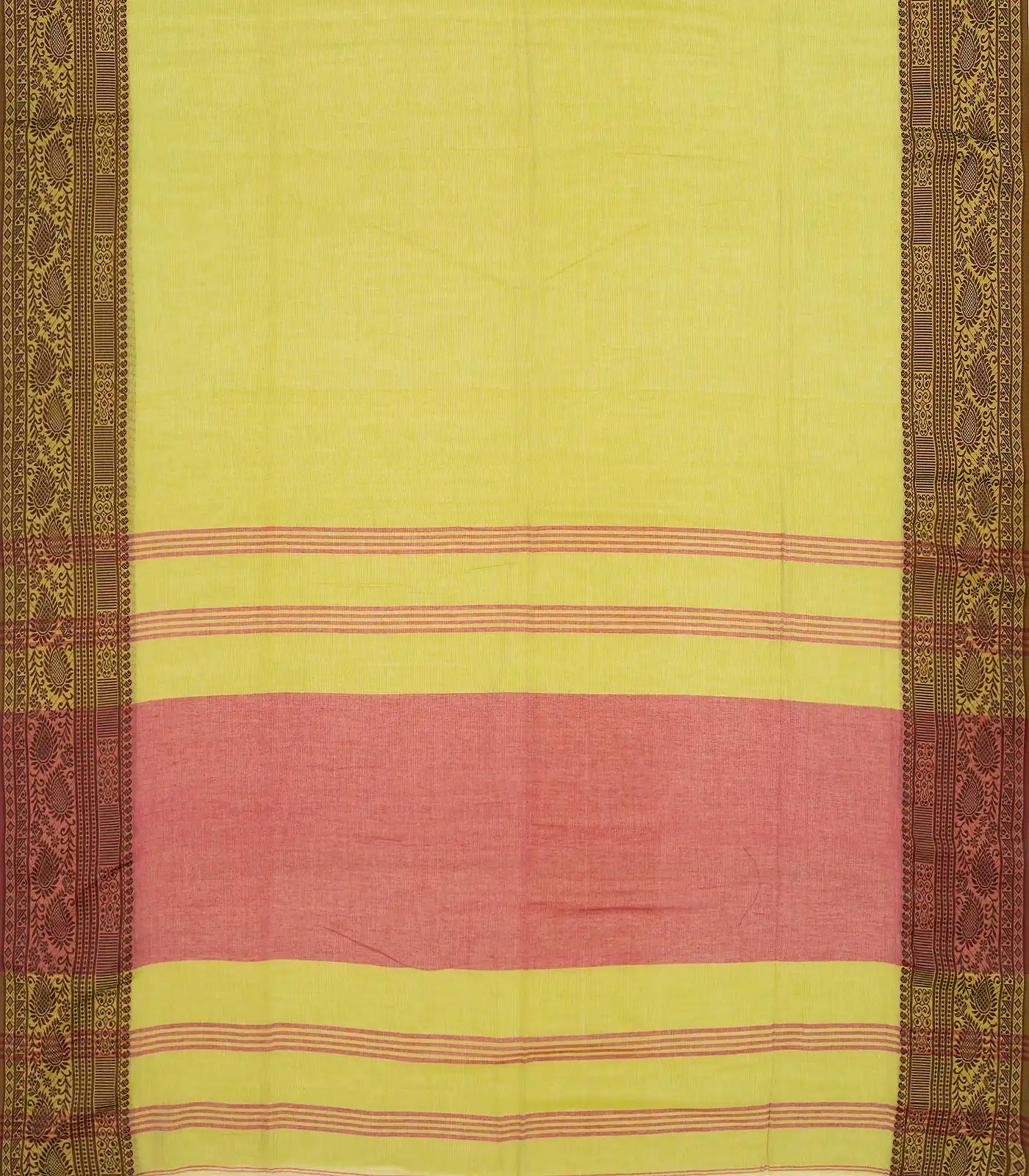 RmKV Cardamom Green Bengal Cotton Saree With Mango Motifs In Border - view 2