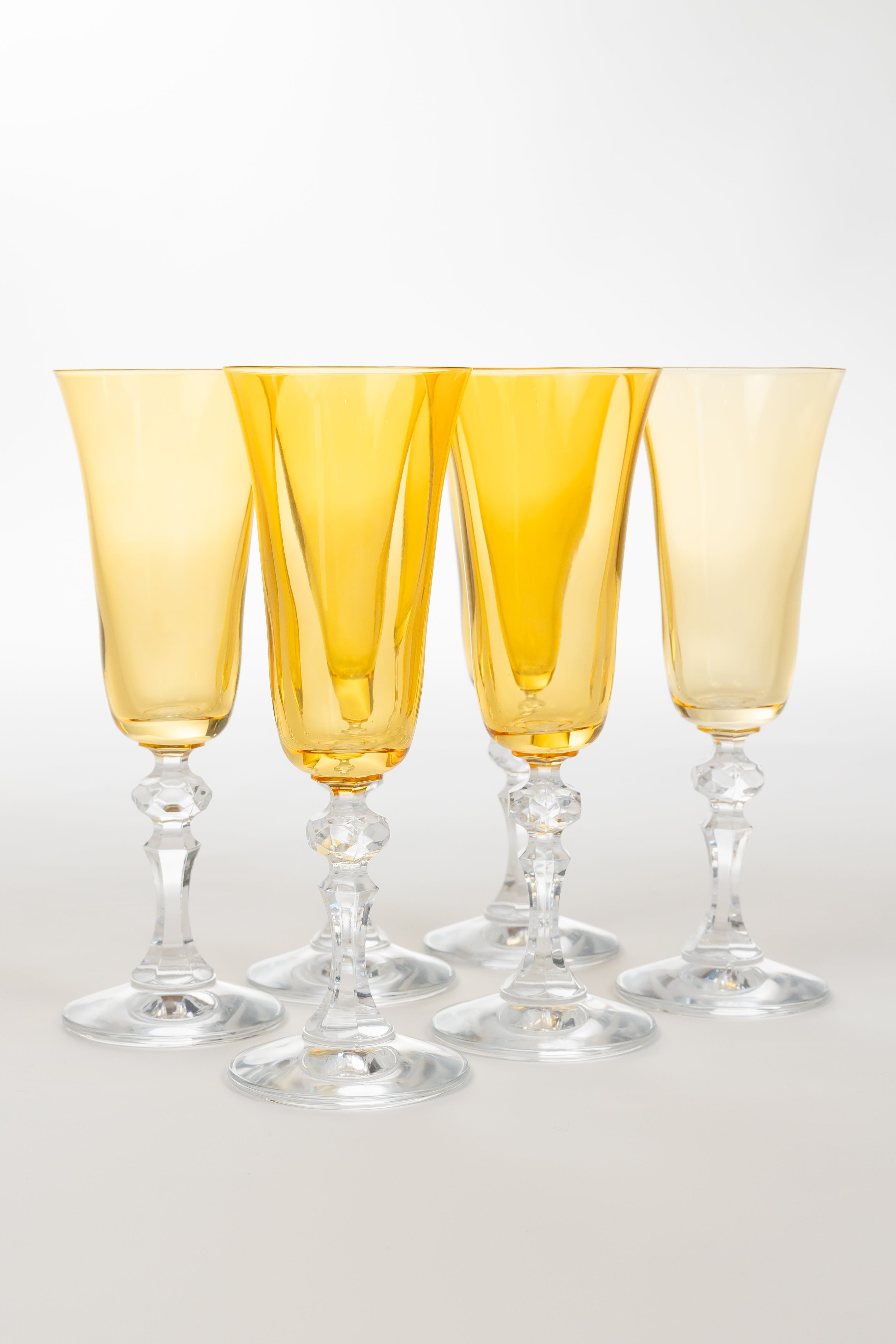 Estelle Colored Glass Estelle Colored Regal Flute With Clear Stem - Set of 6 {Yellow}