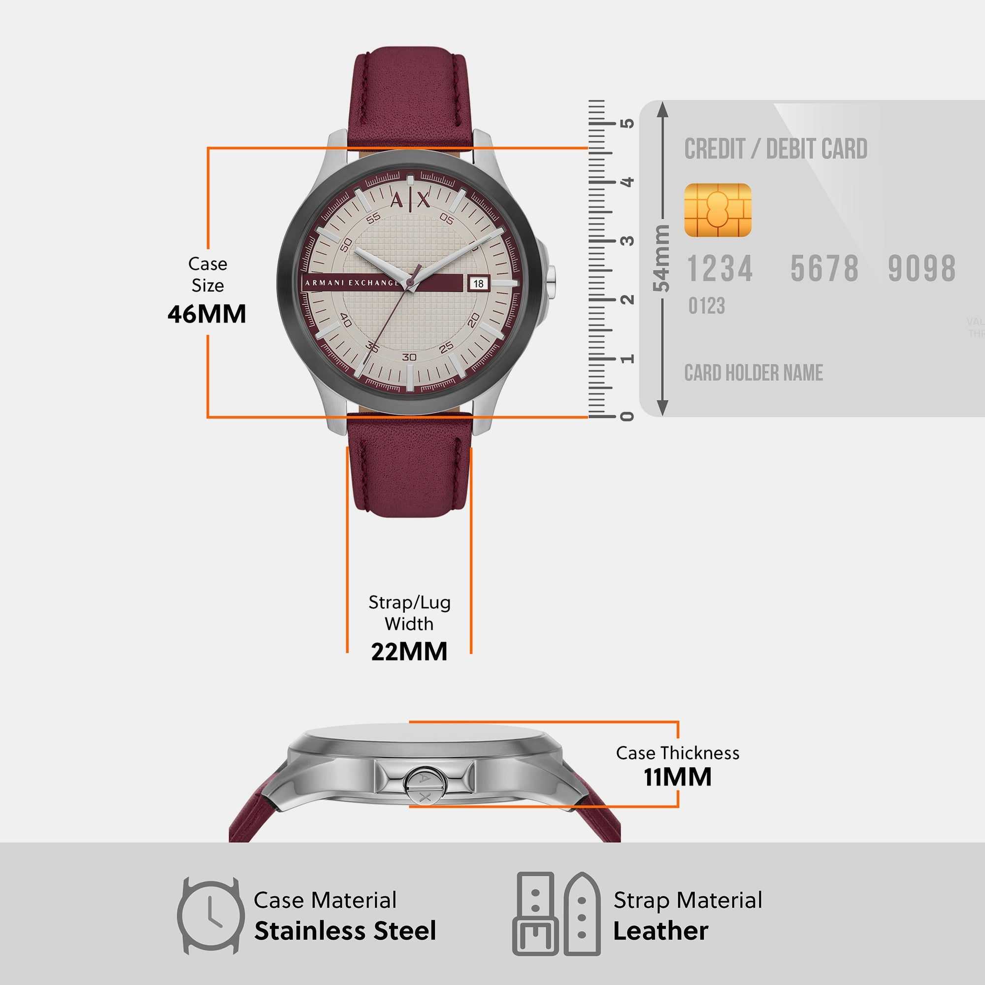 Armani Exchange Hampton Men Quartz Grey Dial Analog Leather Watch AX2452 - view 7