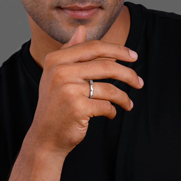 GIVA Jewellery Silver Classic Ring Band For Him - view 3