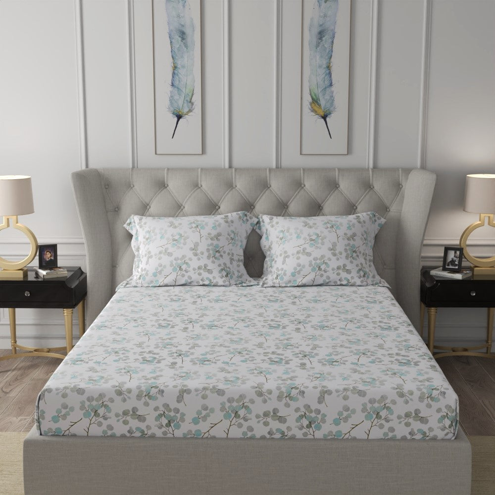 Urban Space -Home Furnishing Store Fitted King Size Cotton Bedsheet - Fall Trees Green - view 2