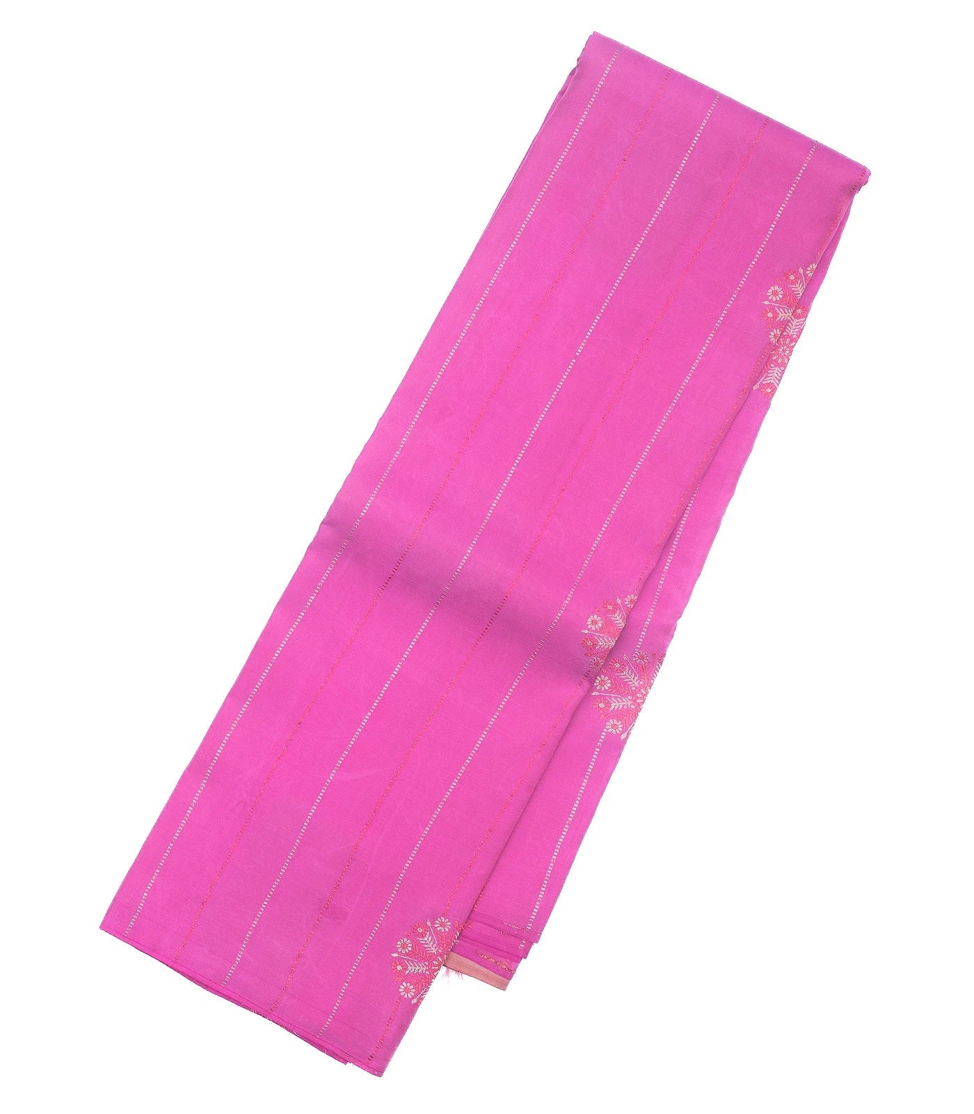 RmKV Bubblegum Pink Silk Saree With Zari Stripes & Buttas