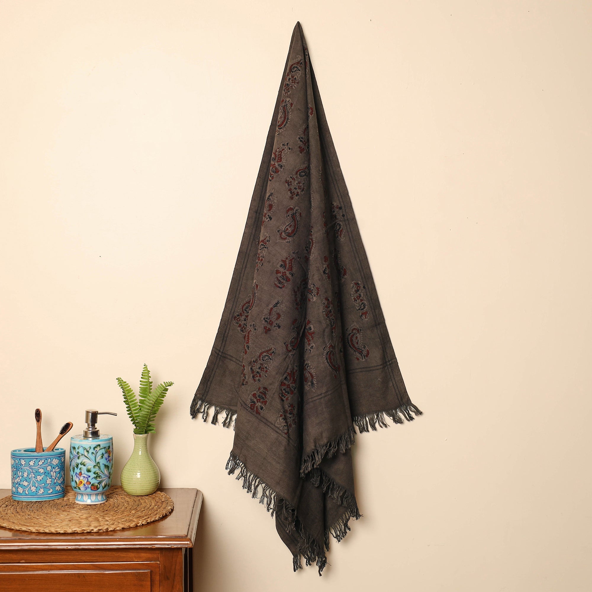 KACHCHH JI CHHAAP Brown - Block Print Cotton Ajrakh Handloom Towel 70