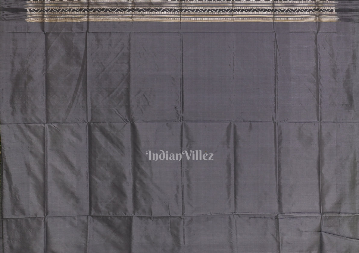 IndianVillèz Cement Gray Pasapali Contemporary Sambalpuri Ikat Silk Saree - view 5