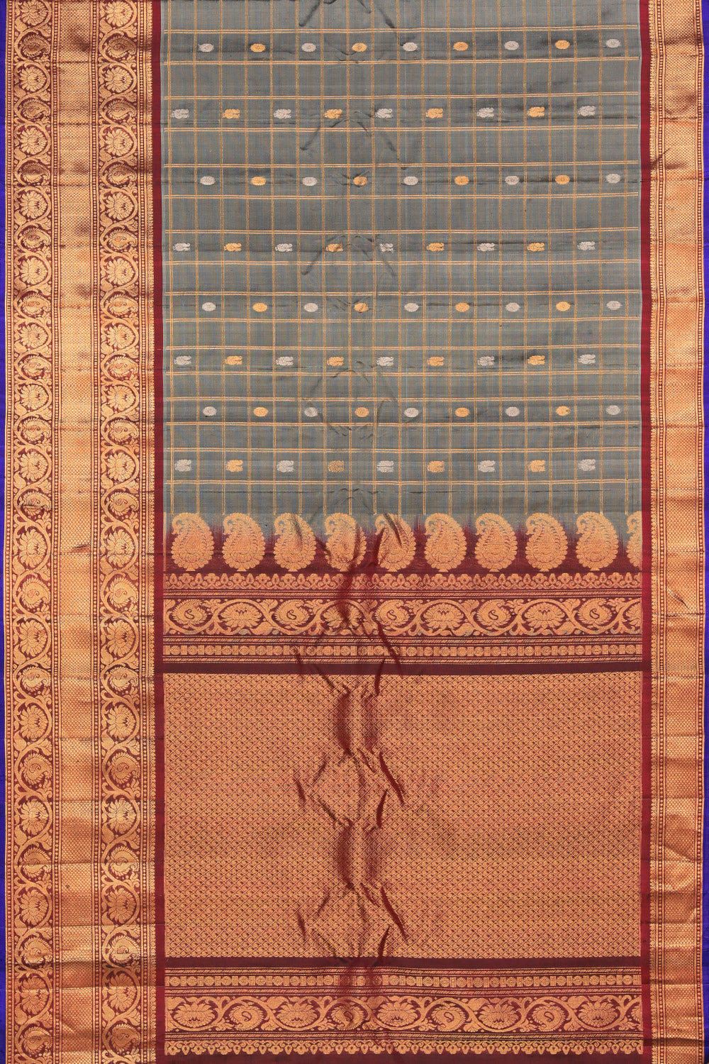 Kalanjali Gadwal Silk Grey Saree – Women's - view 3