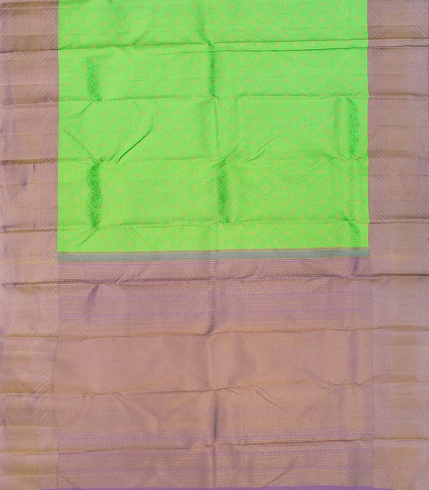 RmKV Green Handloom Kanchipuram Silk Saree With Floral Vine Motifs-Green - view 2