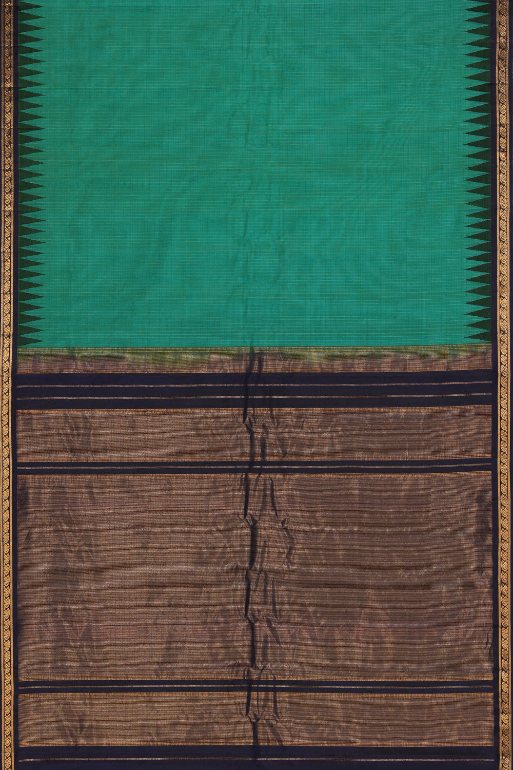 Kalanjali Gadwal Teal Green Saree – Women's - view 3