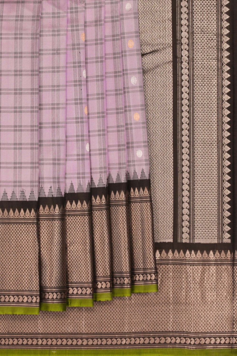 Kalanjali Gadwal Silk Kattam Lavender Purple Saree