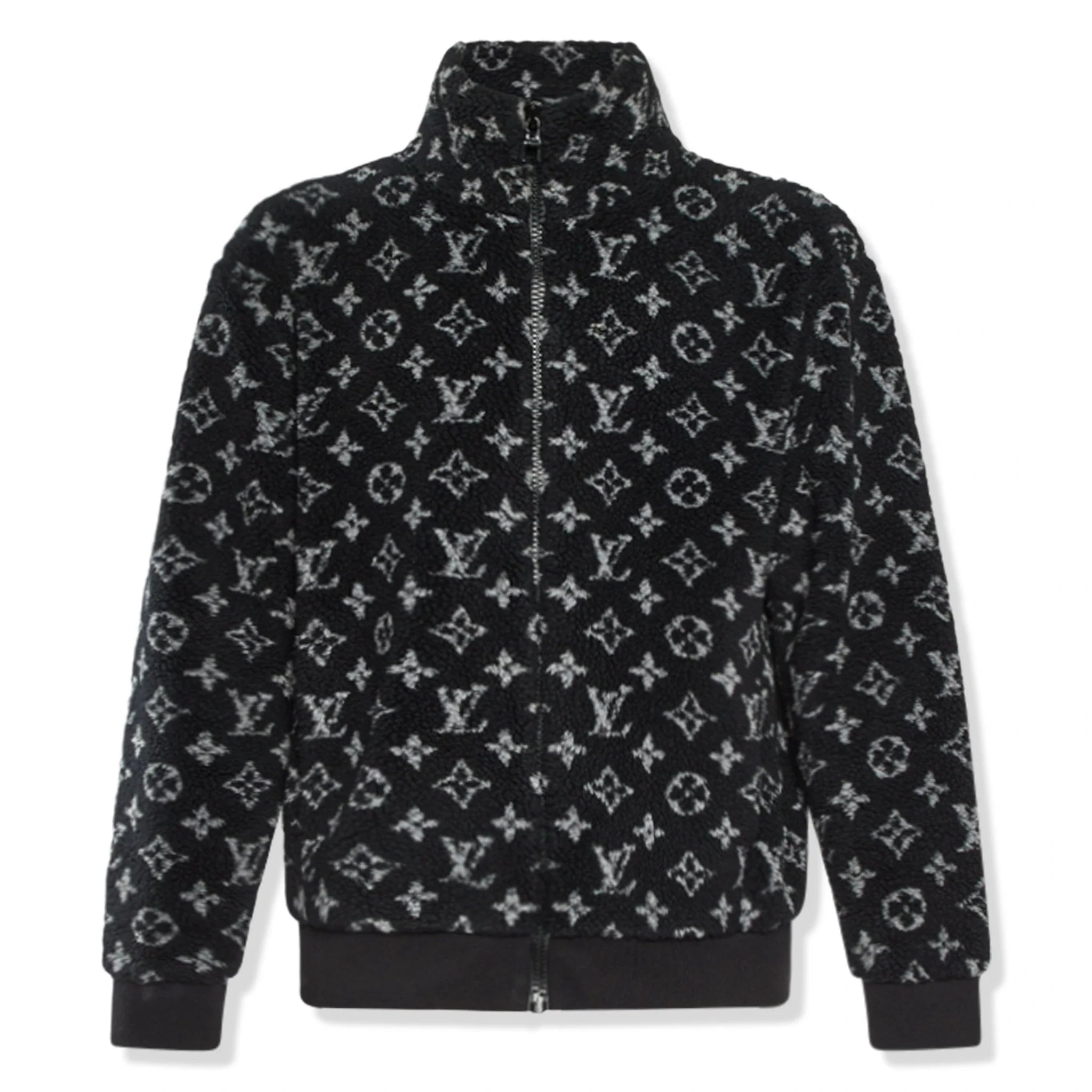 Preloved - Louis Vuitton Monogram Fleece Black Grey Zip-Up Jacket