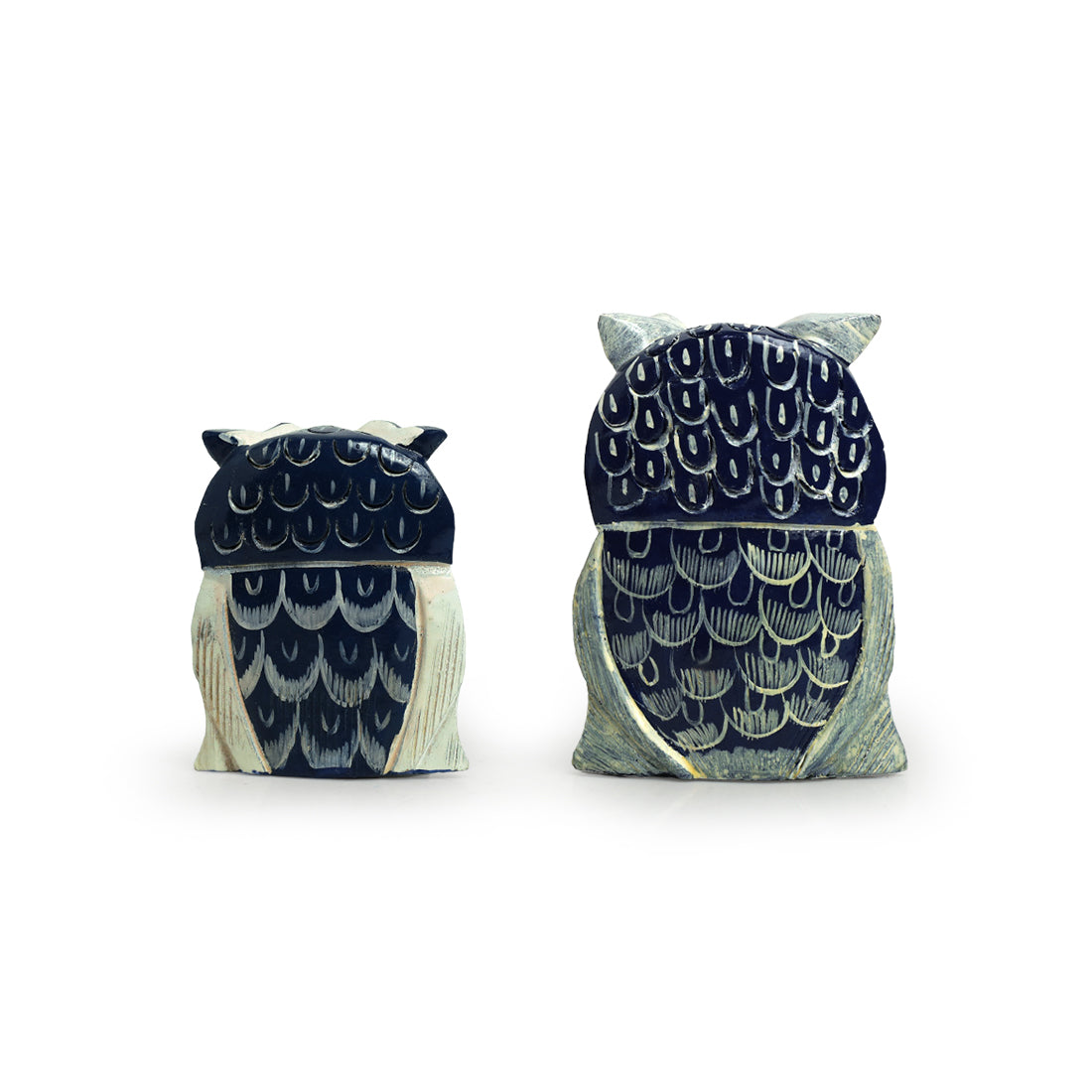 EXCLUSIVELANE 'The Resting Owl Pair' Handpainted Showpiece In Eucalyptus Wood (Set of 2) - view 5