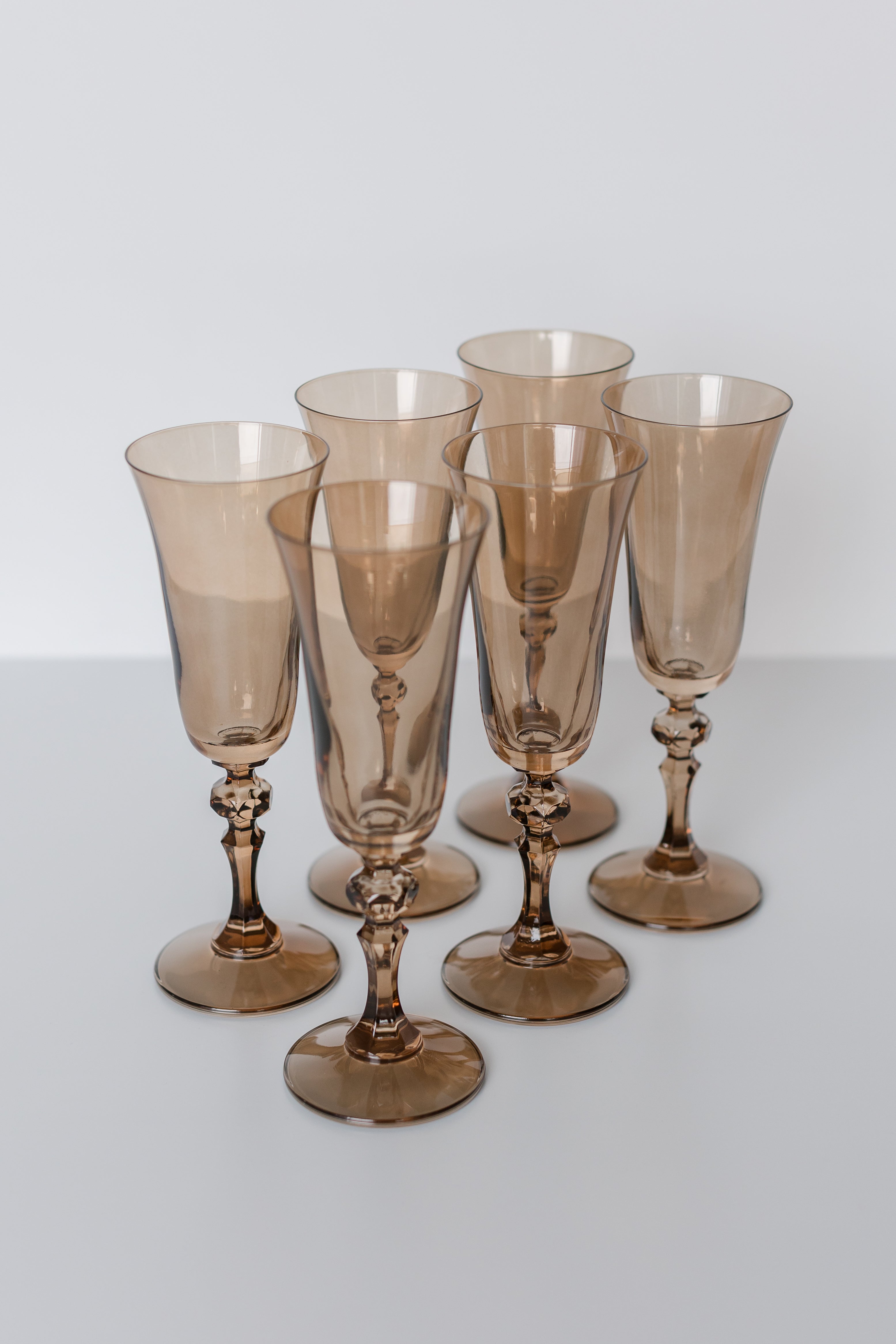 Estelle Colored Glass Estelle Colored Regal Flute - Set of 6 {Mocha Mousse (Our Amber Smoke)} - view 2