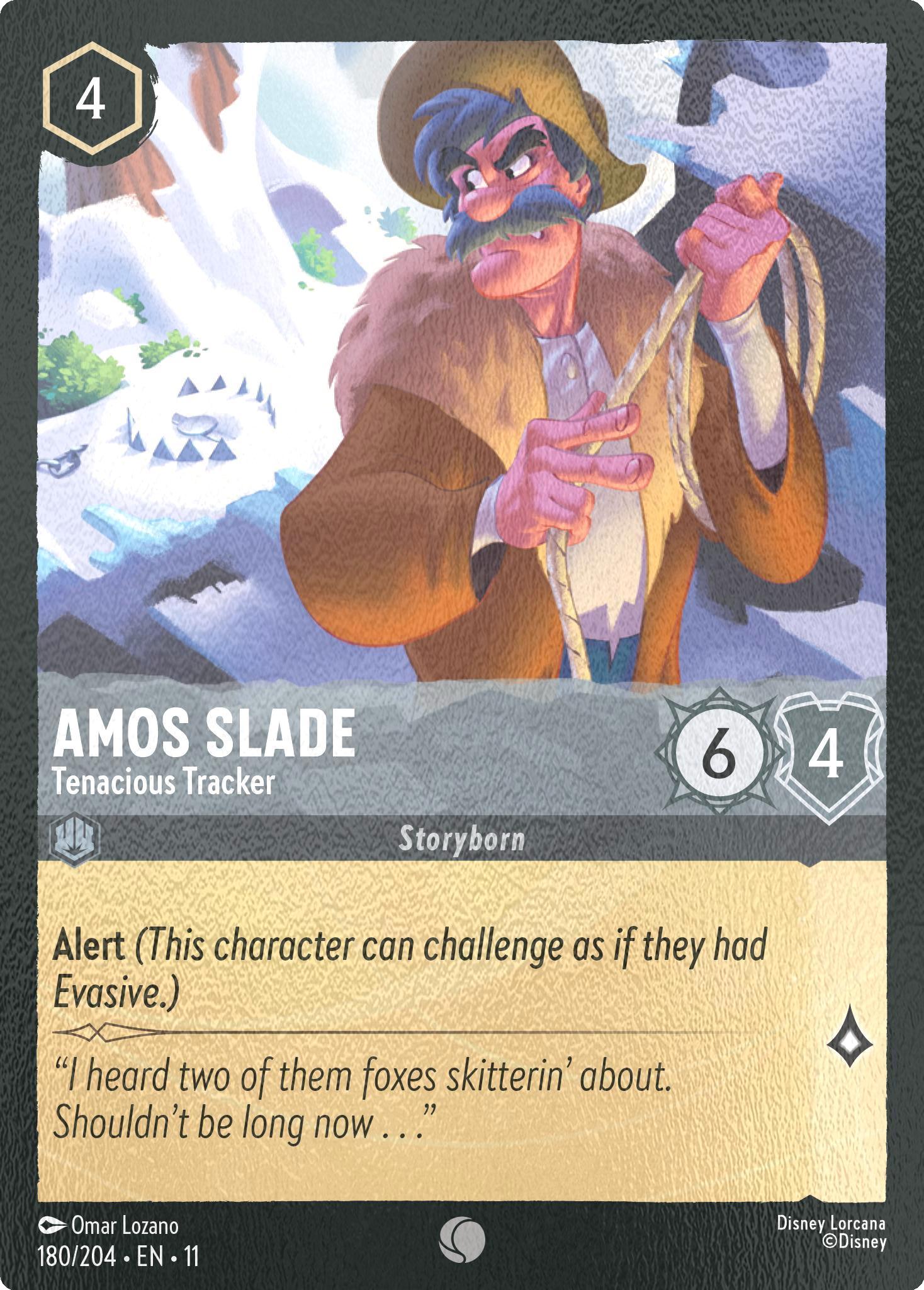 204 winterspell cold – Lorcana Amos Slade - Tenacious Tracker - 180/204 [Winterspell] [Cold Foil]