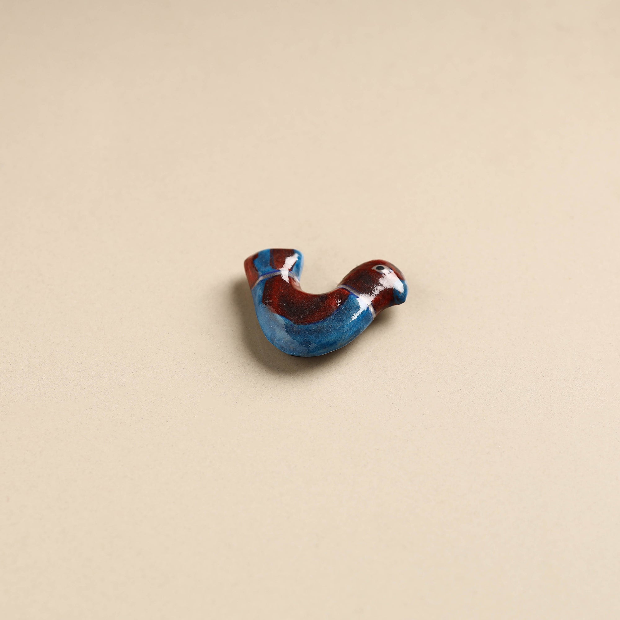 RAJASTHAN BLUE POTTERY Blue & Red Bird - Original Blue Pottery Ceramic Fridge Magnet 05
