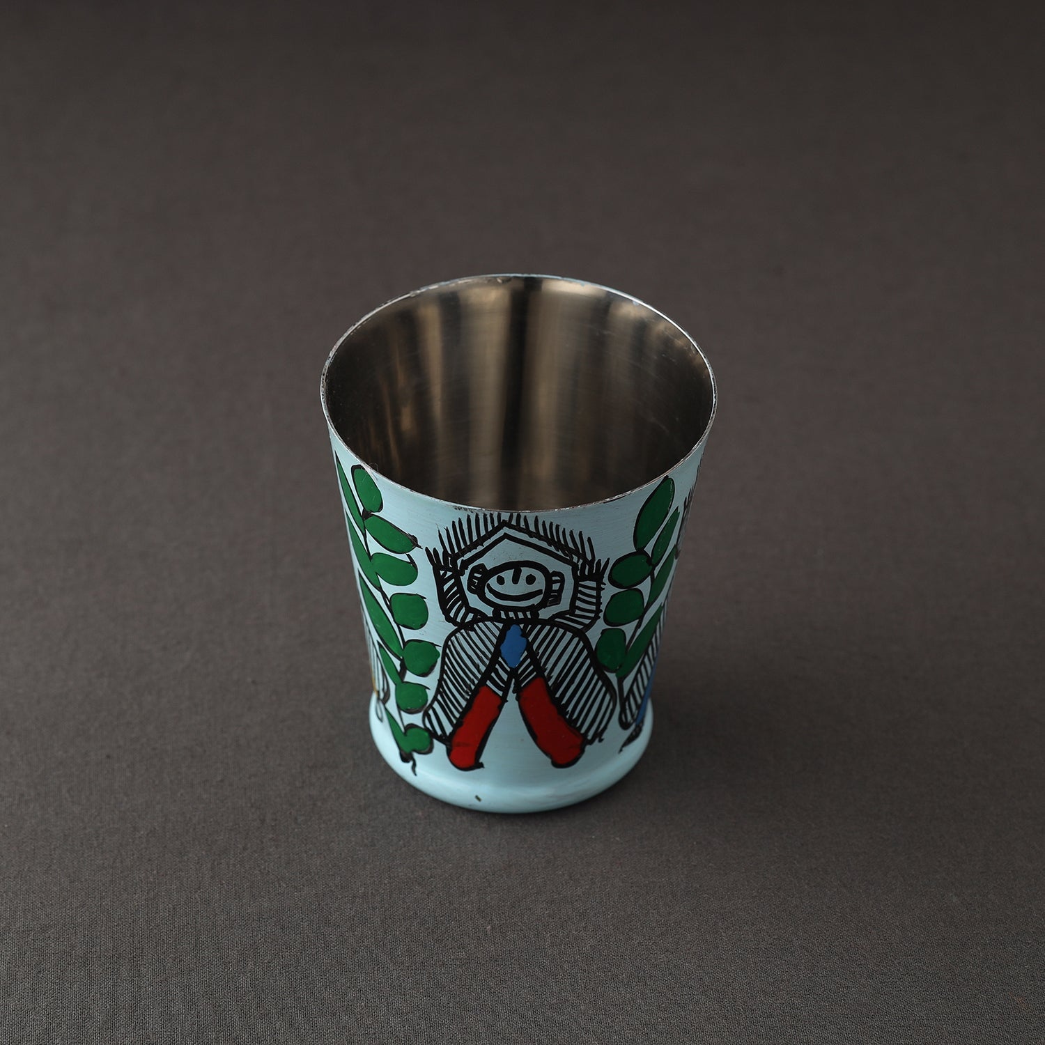 AAYAAS Blue - Godna Madhubani Handpainted Stainless Steel Glass - view 2
