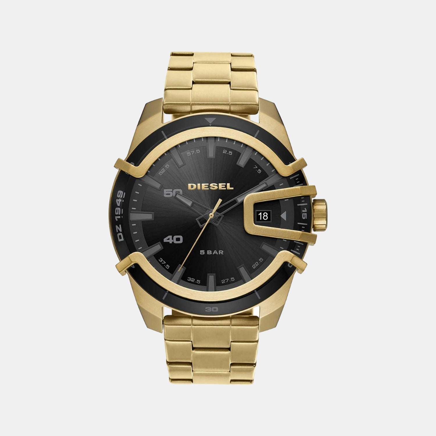 Diesel Caged Men Quartz Black Dial Analog Stainless Steel Watch DZ1949